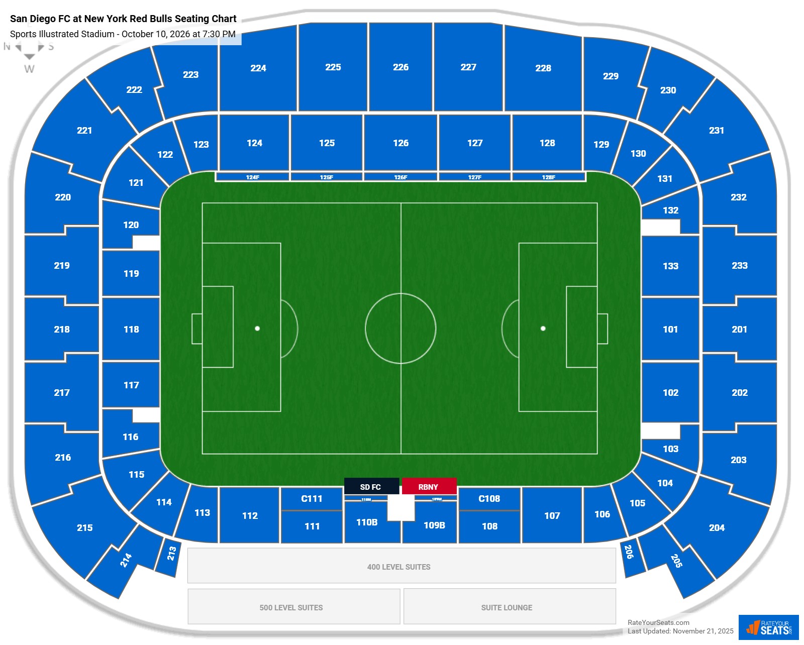 San Diego FC at New York Red Bulls seating chart Sports Illustrated Stadium 