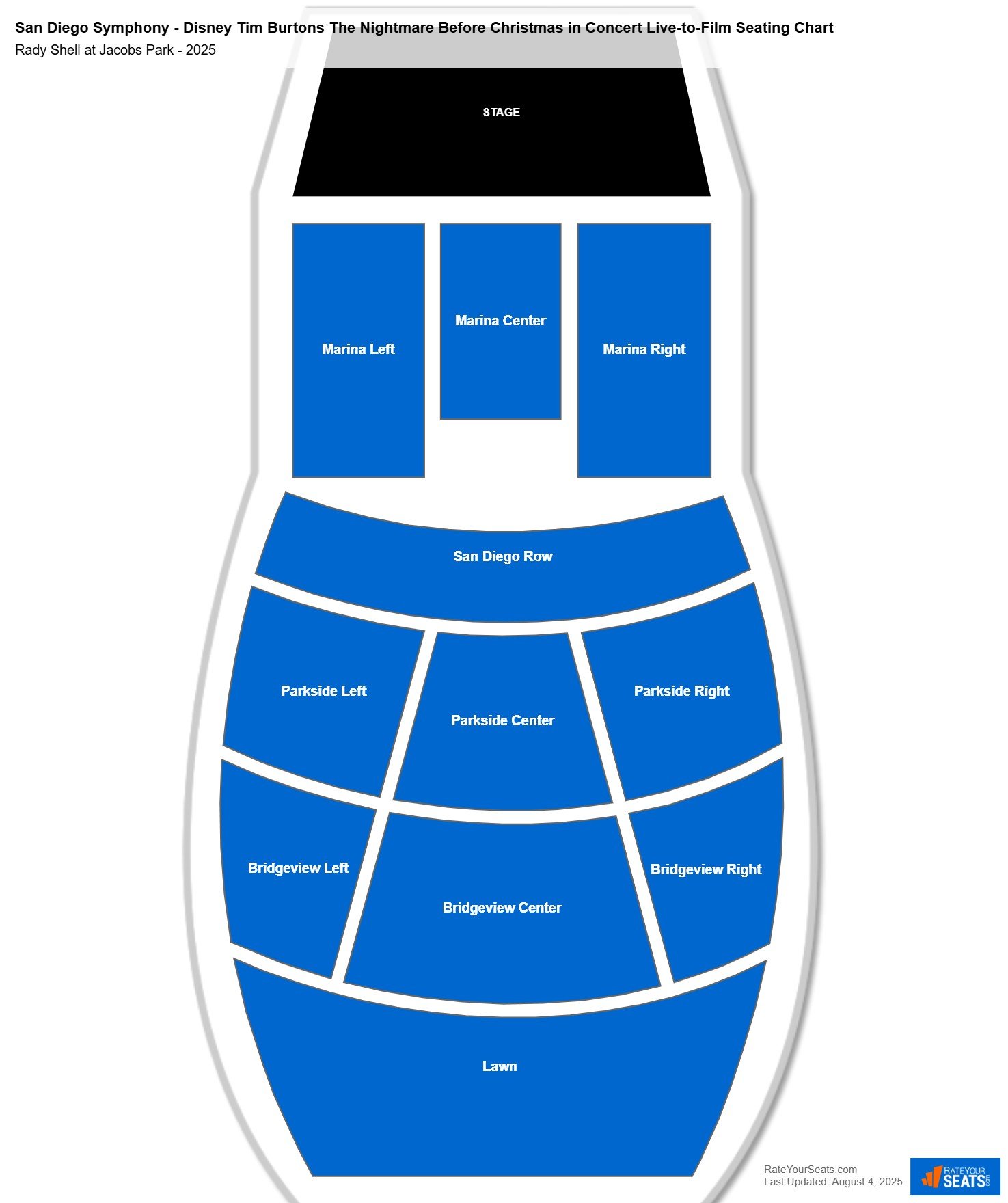 San Diego Symphony - Disney Tim Burtons The Nightmare Before Christmas in Concert Live-to-Film seating chart Rady Shell at Jacobs Park