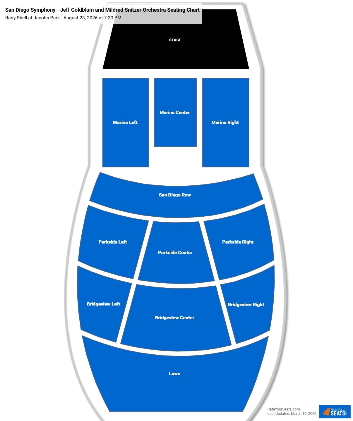 San Diego Symphony - Jeff Goldblum and  Mildred Snitzer Orchestra seating chart Rady Shell at Jacobs Park