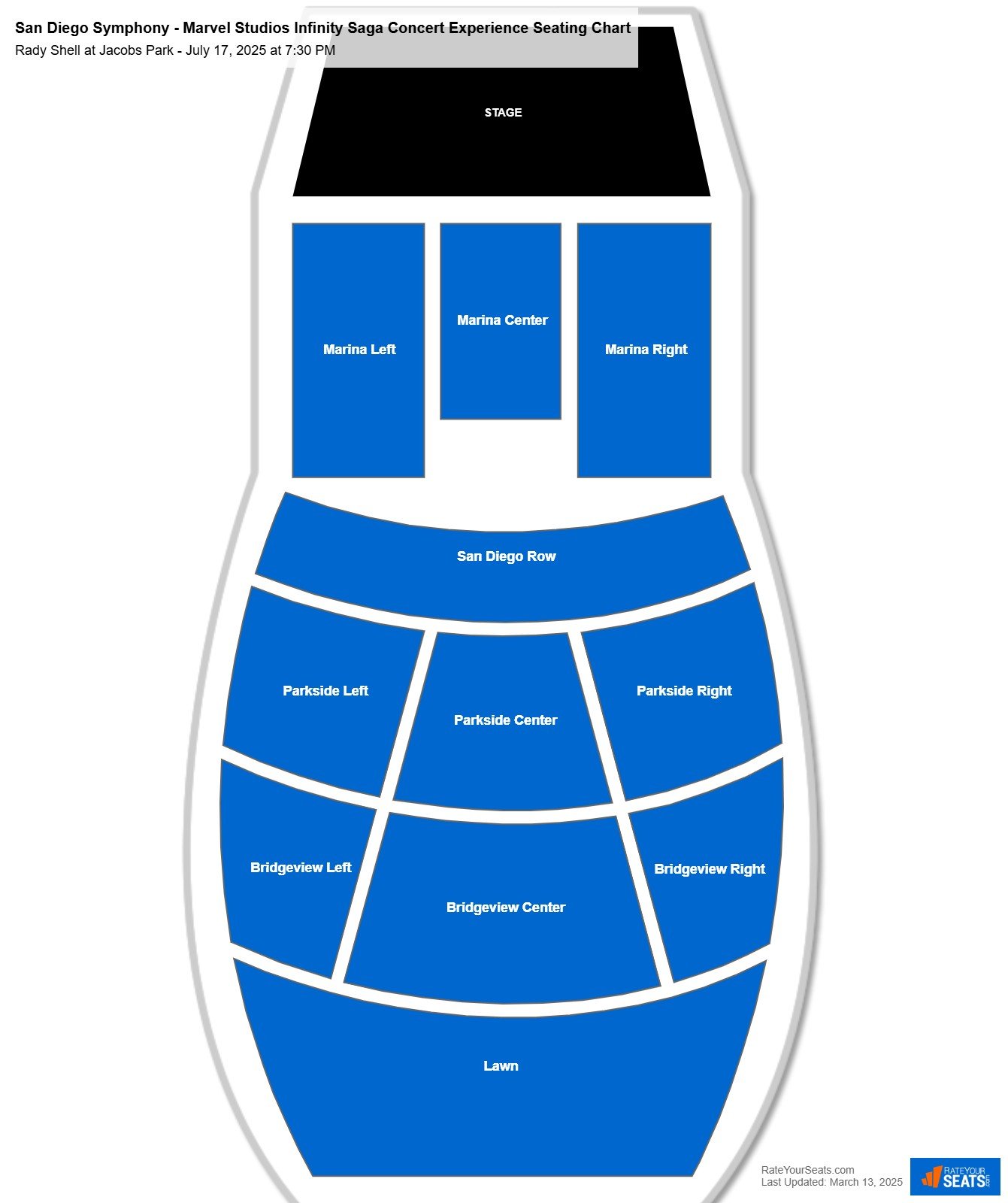San Diego Symphony - Marvel Studios Infinity Saga Concert Experience seating chart Rady Shell at Jacobs Park