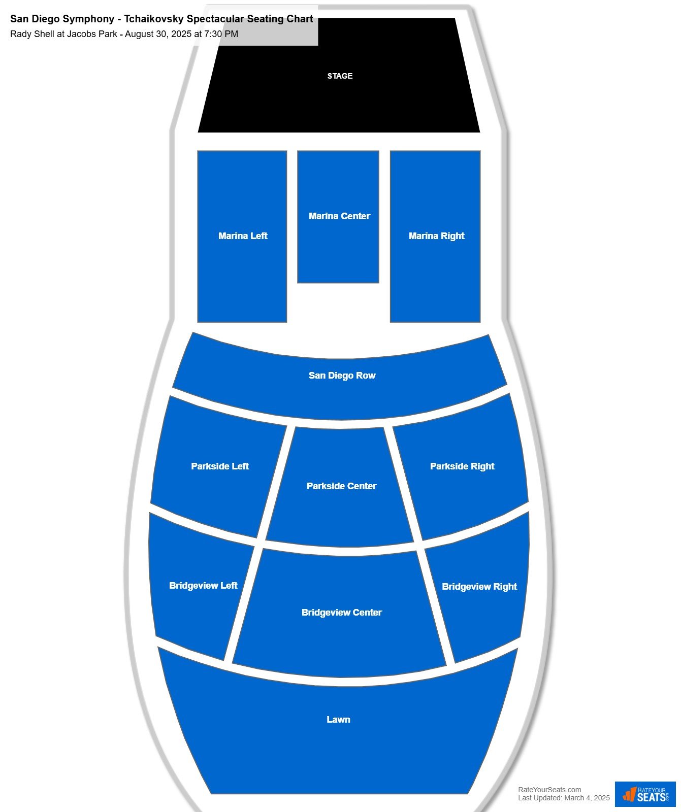 San Diego Symphony - Tchaikovsky Spectacular seating chart Rady Shell at Jacobs Park