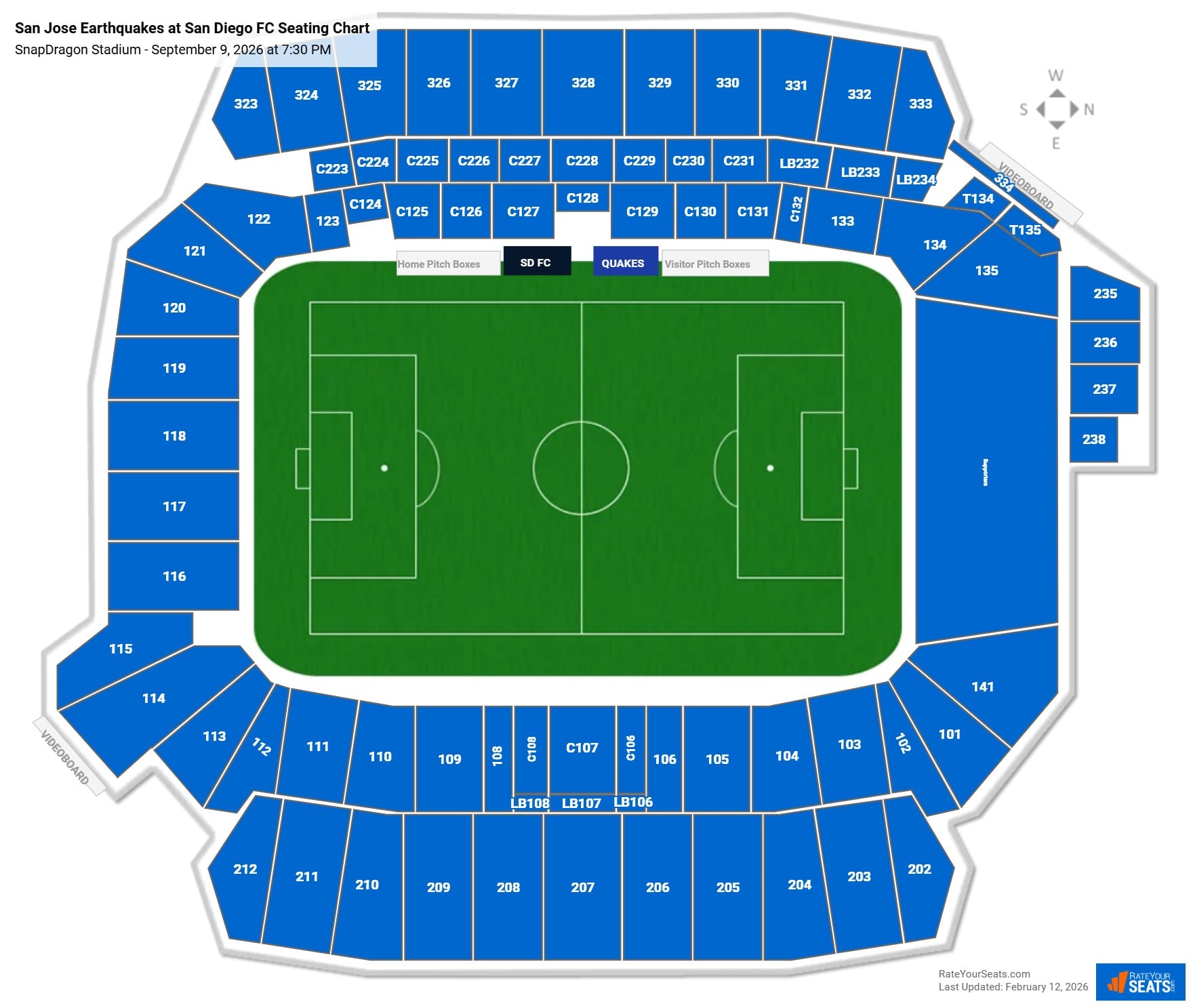 San Jose Earthquakes at San Diego FC seating chart SnapDragon Stadium