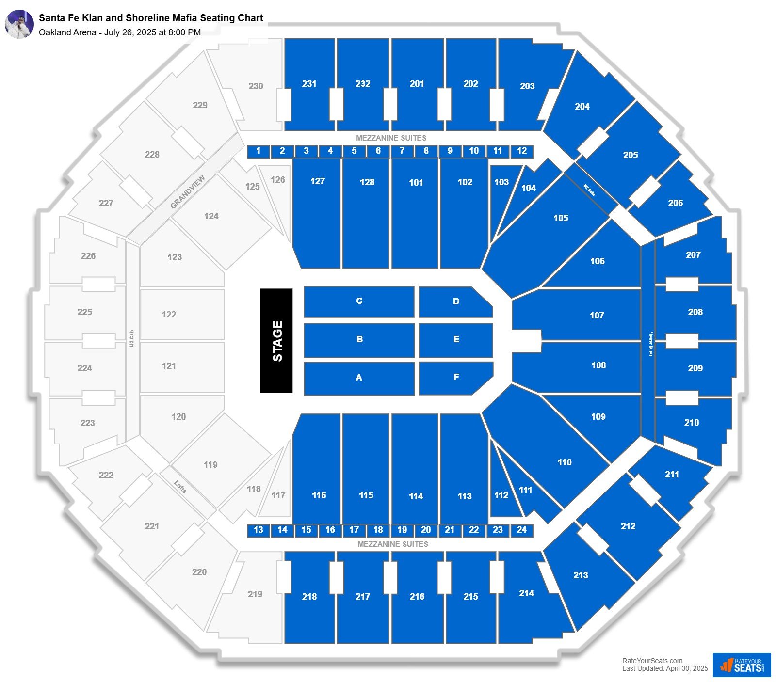 Santa Fe Klan and Shoreline Mafia seating chart Oakland Arena
