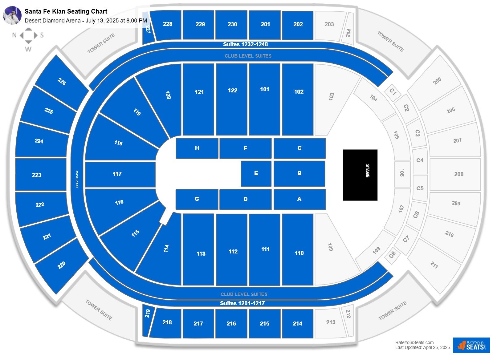 Santa Fe Klan seating chart Desert Diamond Arena