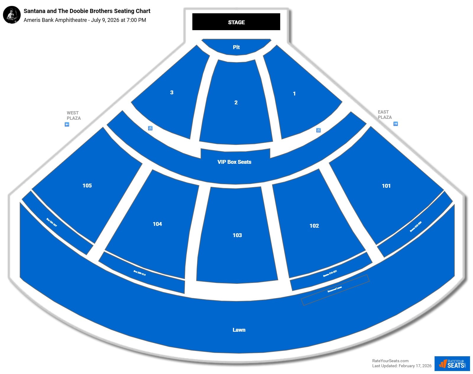Santana and The Doobie Brothers seating chart Ameris Bank Amphitheatre