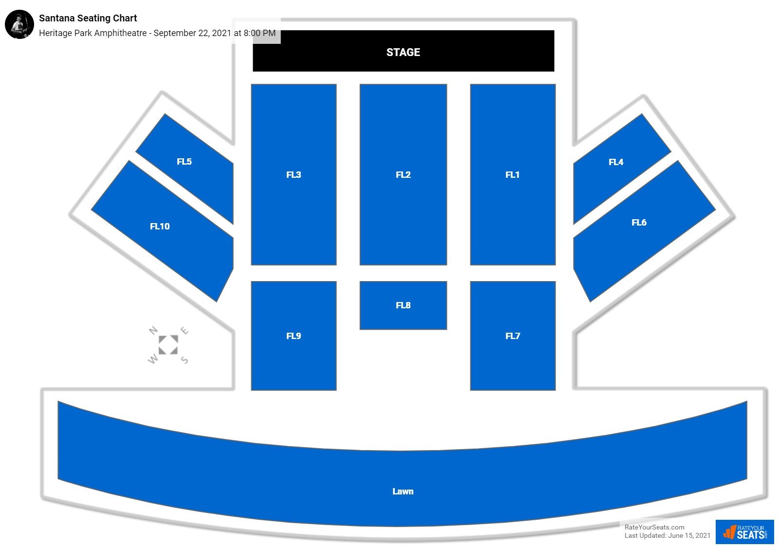 Santana seating chart Heritage Park Amphitheatre