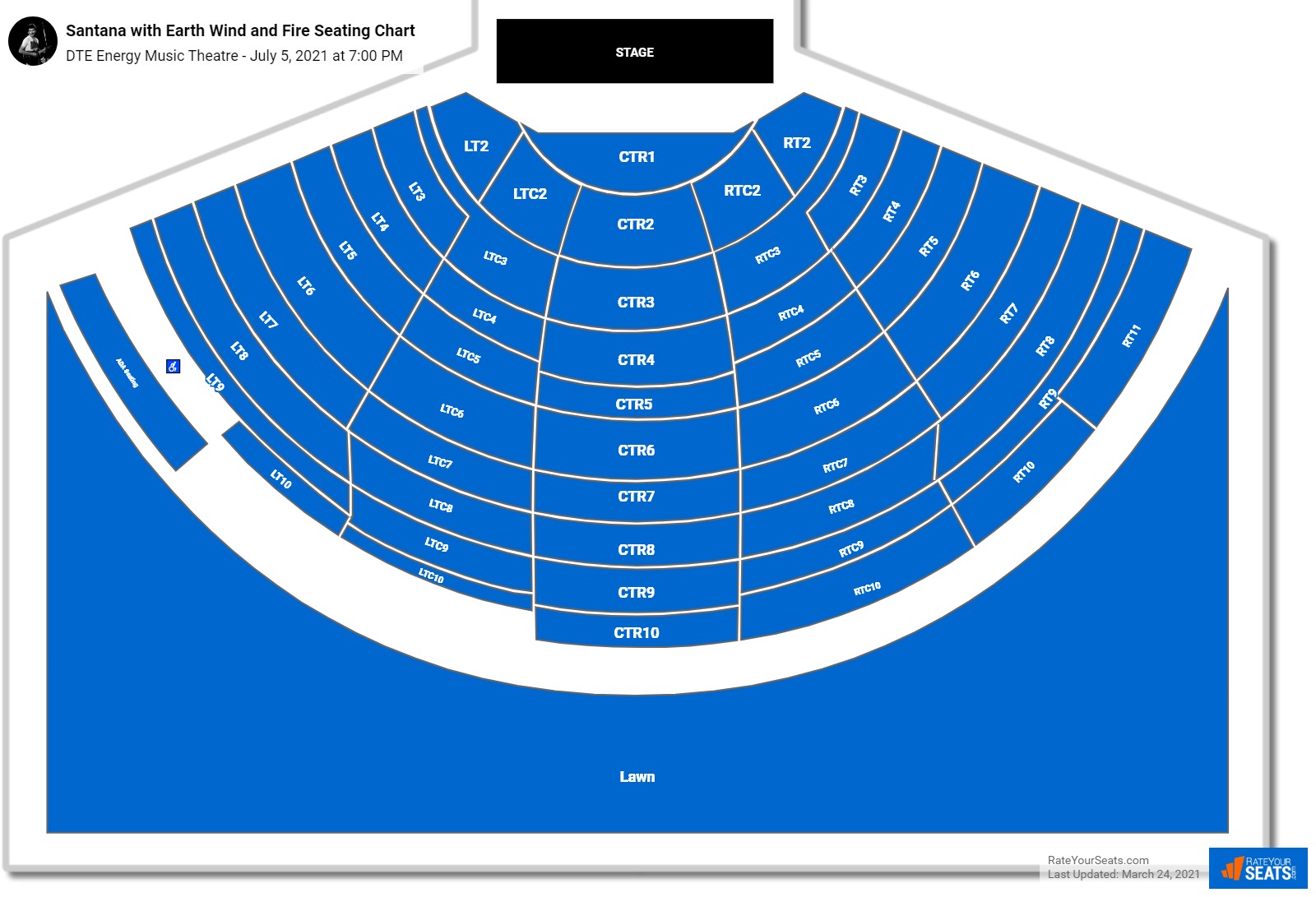 Santana with Earth Wind and Fire seating chart DTE Energy Music Theatre