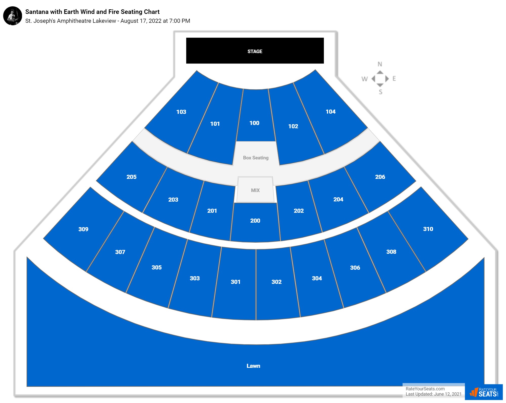 Santana with Earth Wind and Fire seating chart St. Joseph