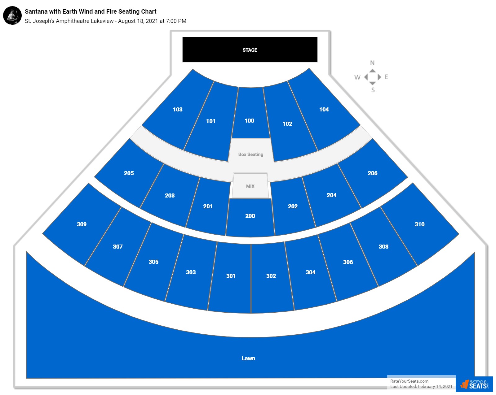 Santana with Earth Wind and Fire seating chart St. Joseph