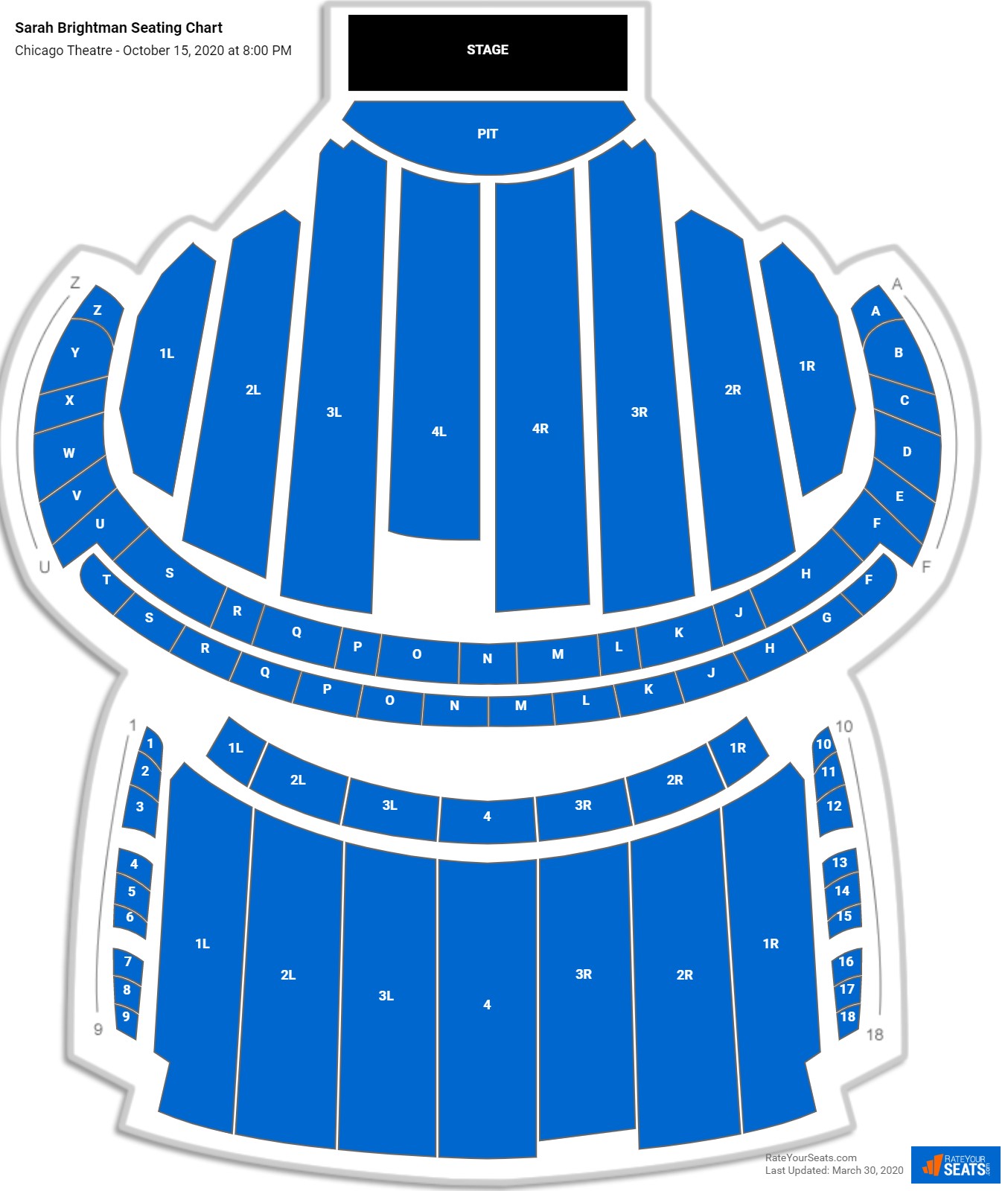 Sarah Brightman seating chart Chicago Theatre