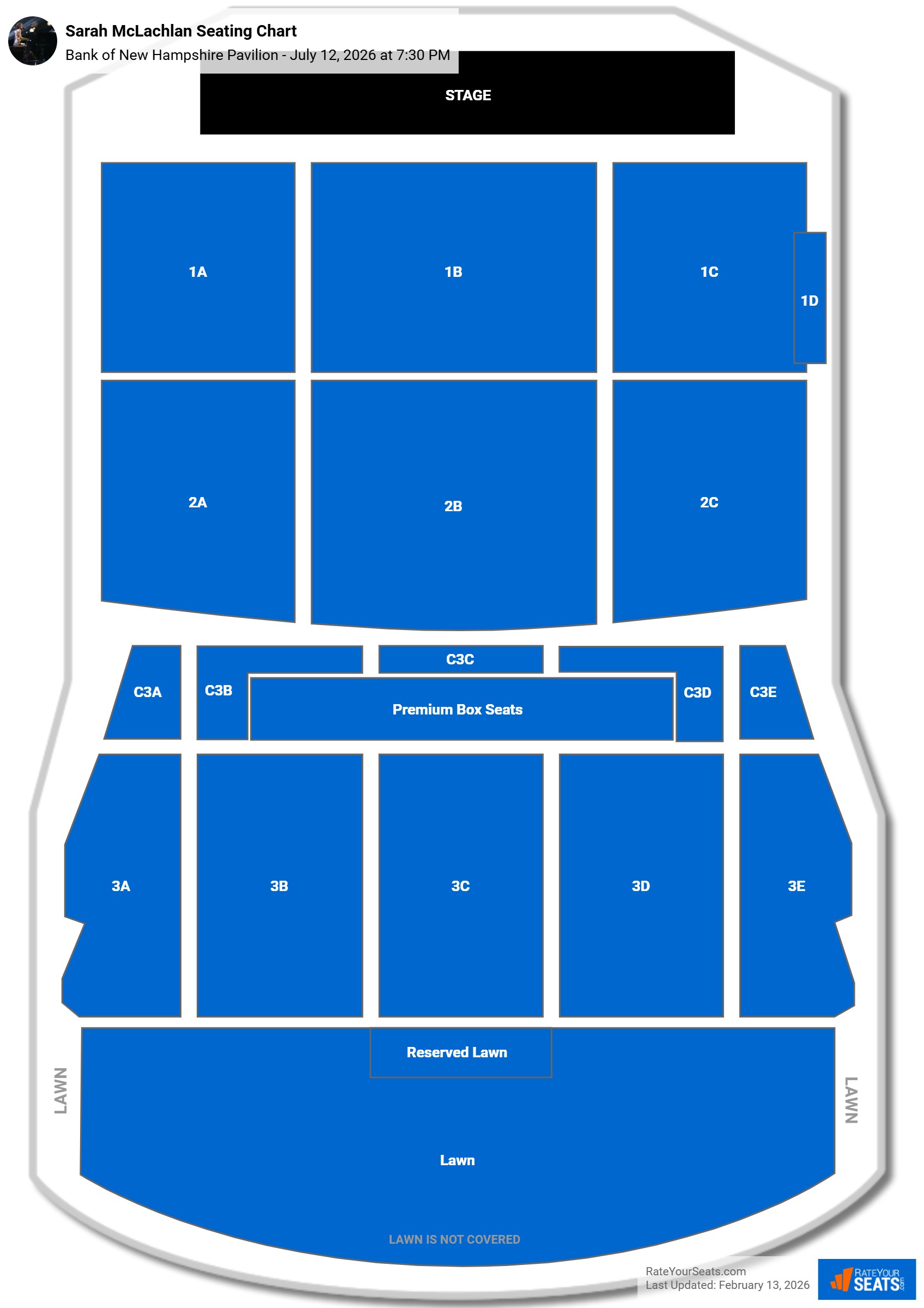 Sarah McLachlan seating chart Bank of New Hampshire Pavilion