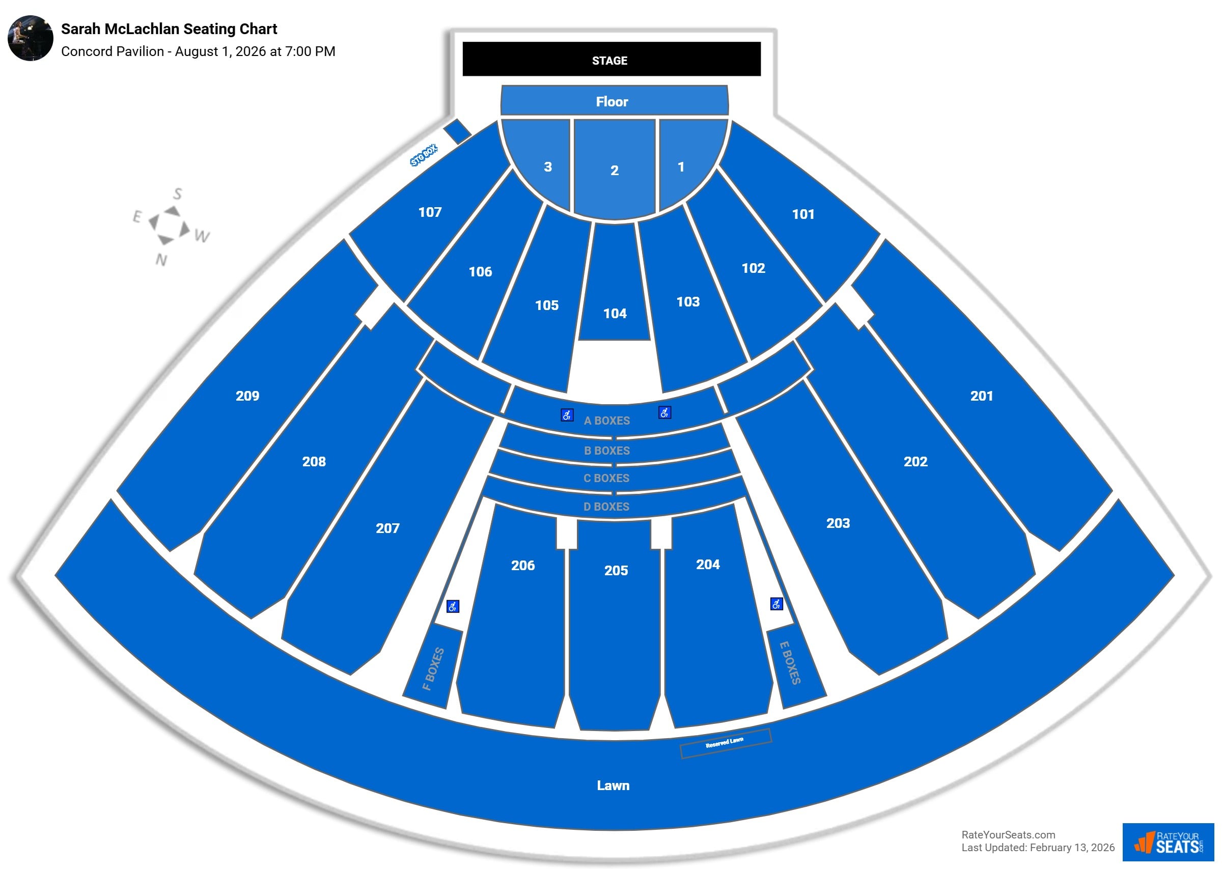Sarah McLachlan seating chart Concord Pavilion