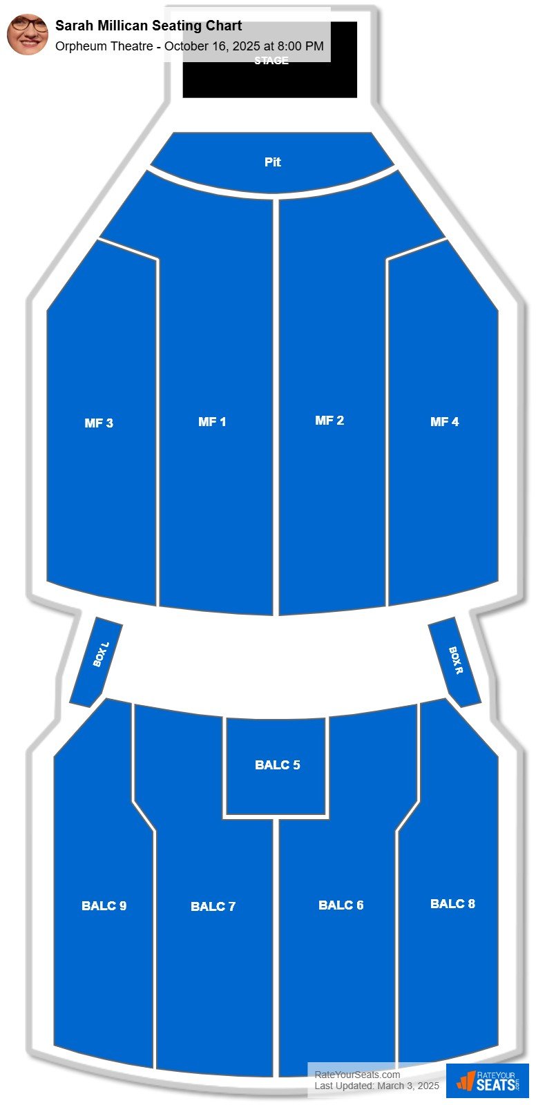 Sarah Millican seating chart Orpheum Theatre (Minneapolis)