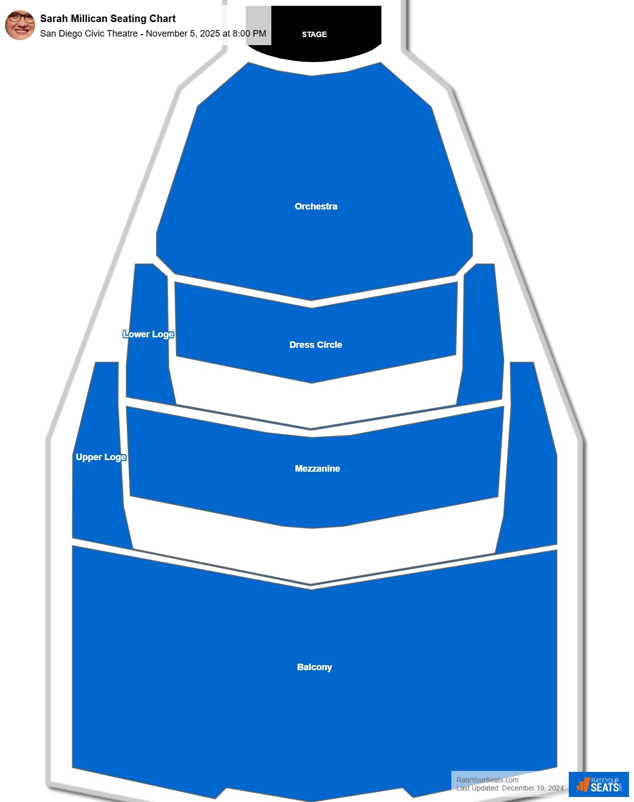 Sarah Millican seating chart San Diego Civic Theatre