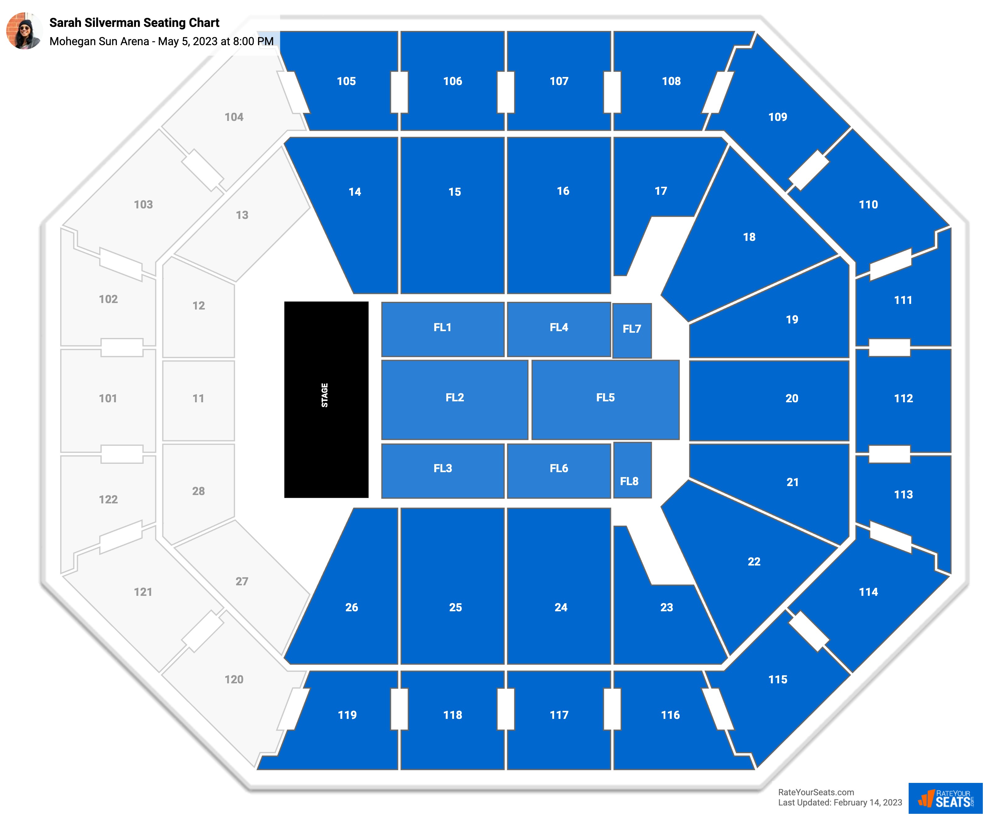 Sarah Silverman seating chart Mohegan Sun Arena