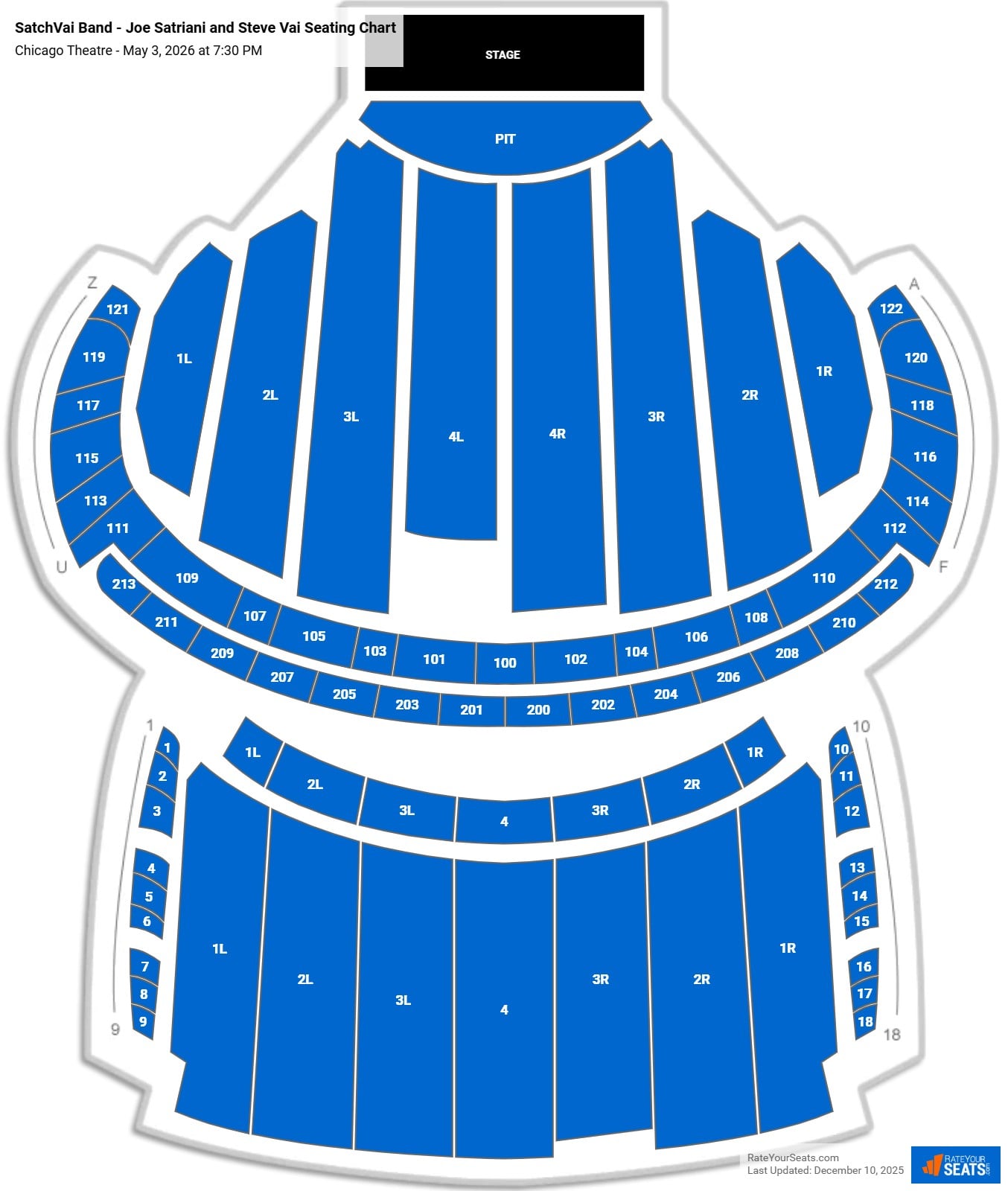 SatchVai Band - Joe Satriani and Steve Vai seating chart Chicago Theatre