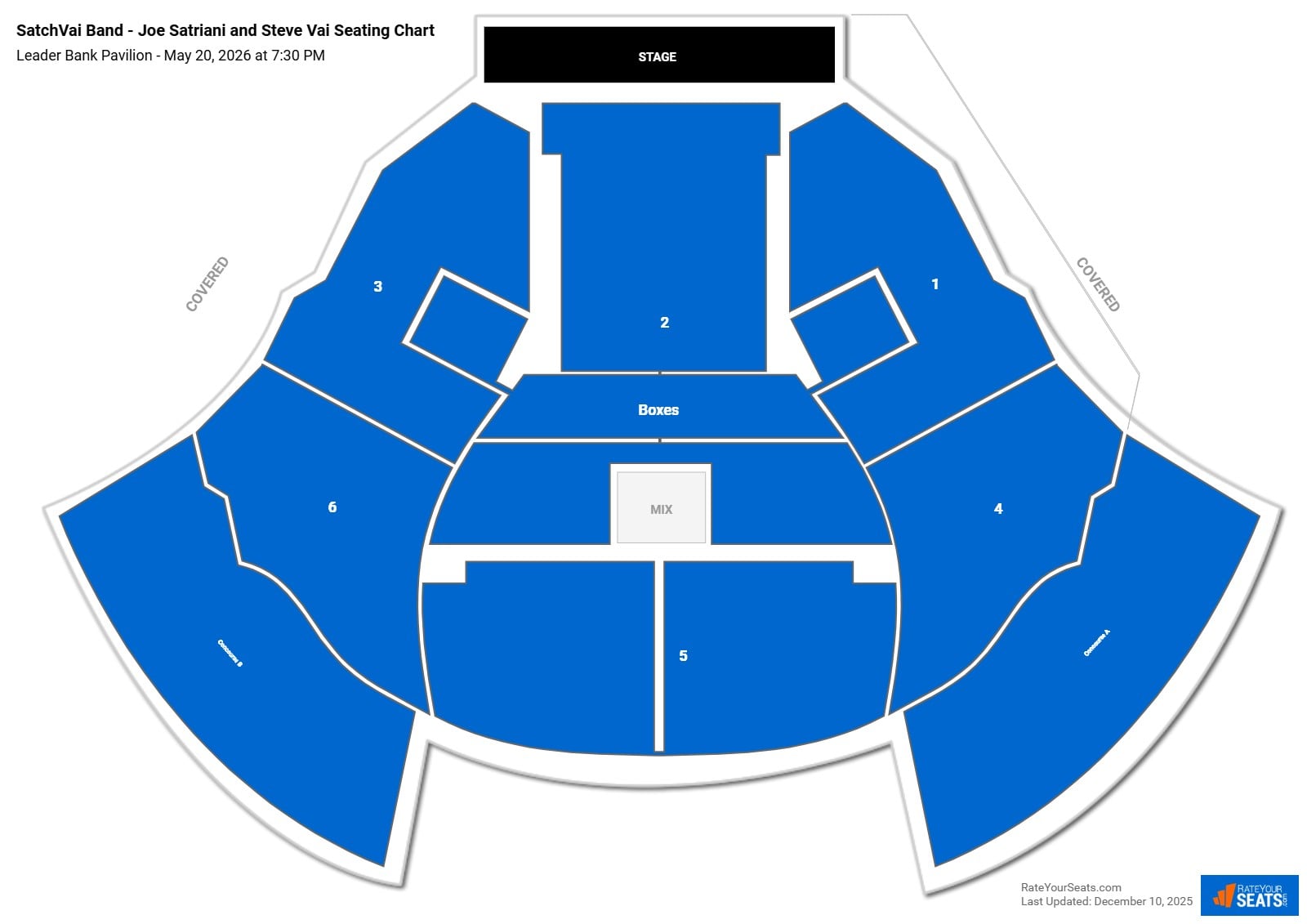 SatchVai Band - Joe Satriani and Steve Vai seating chart Leader Bank Pavilion