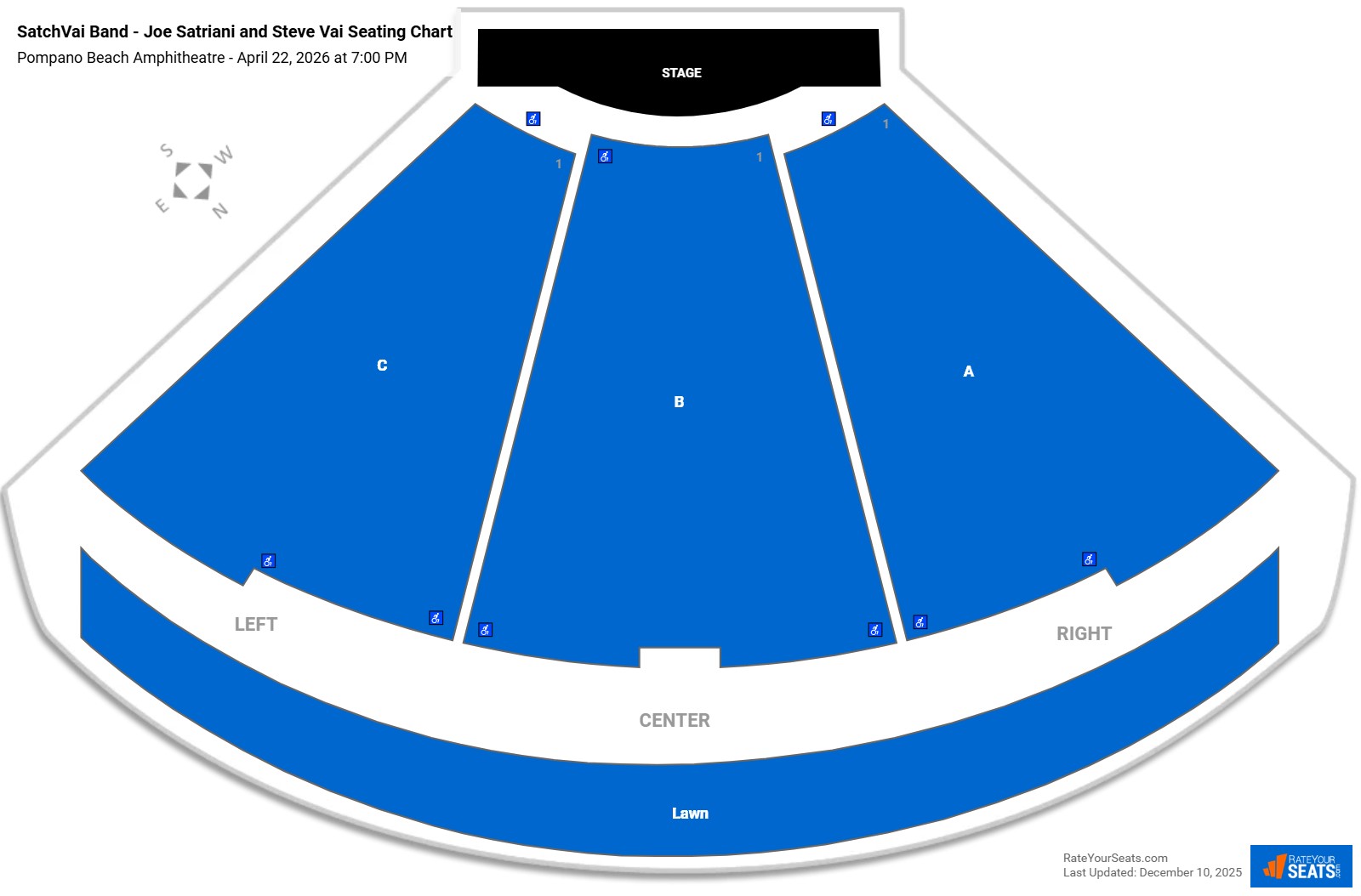 SatchVai Band - Joe Satriani and Steve Vai seating chart Pompano Beach Amphitheatre