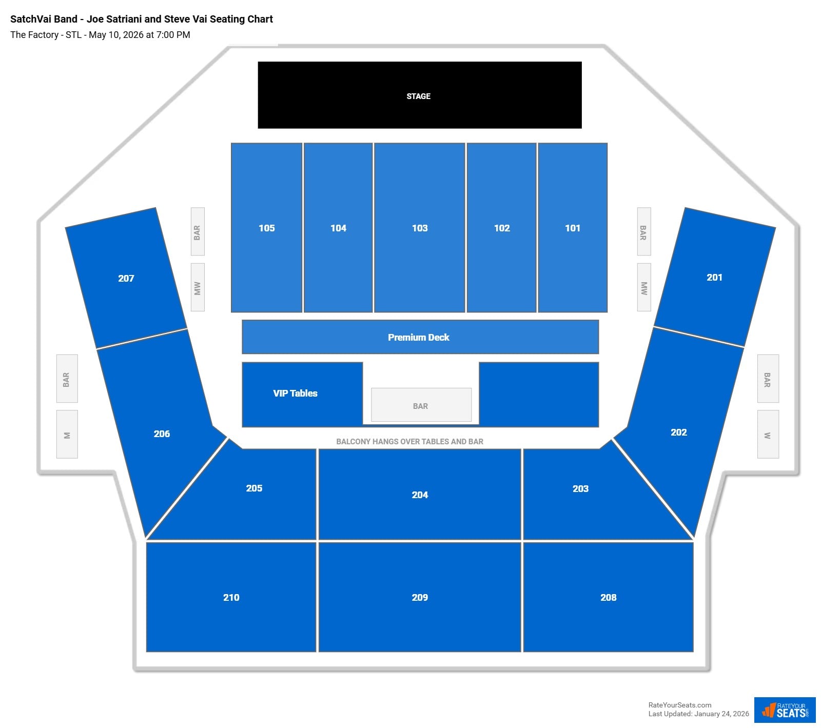 SatchVai Band - Joe Satriani and Steve Vai seating chart The Factory - STL
