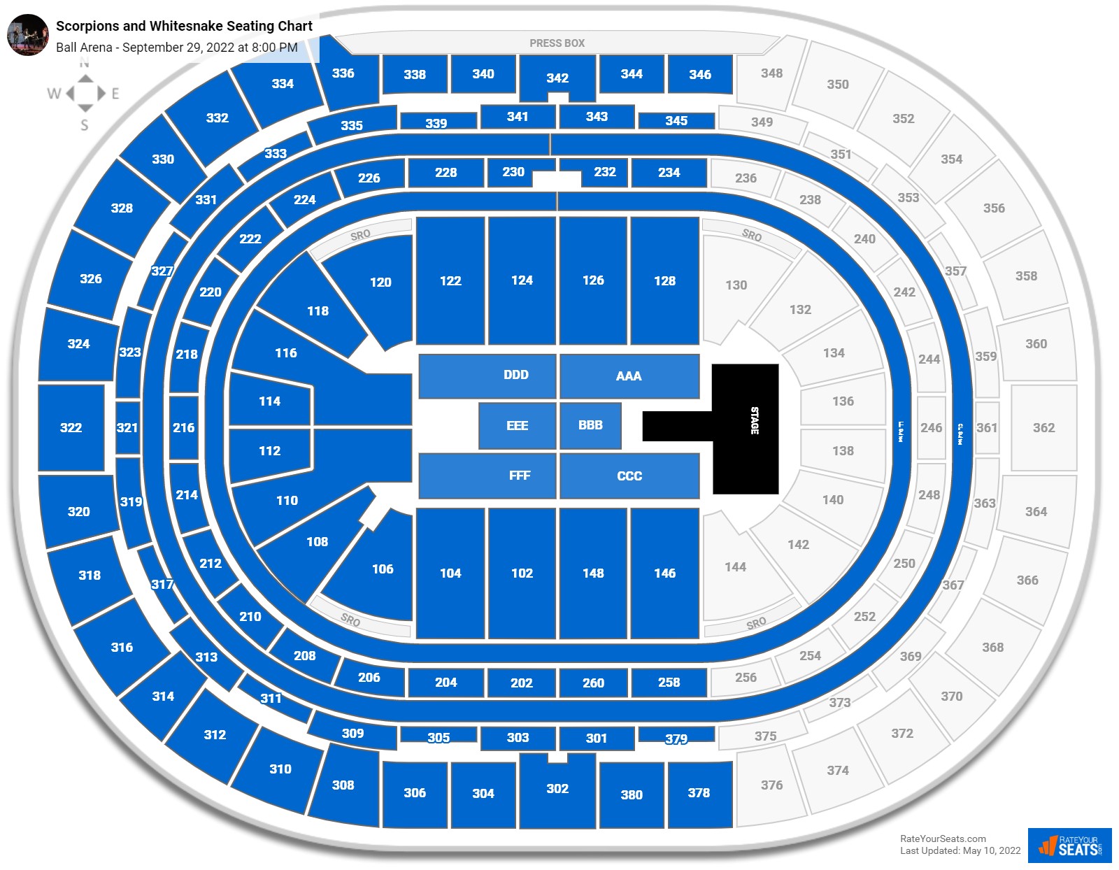 Scorpions and Whitesnake seating chart Ball Arena