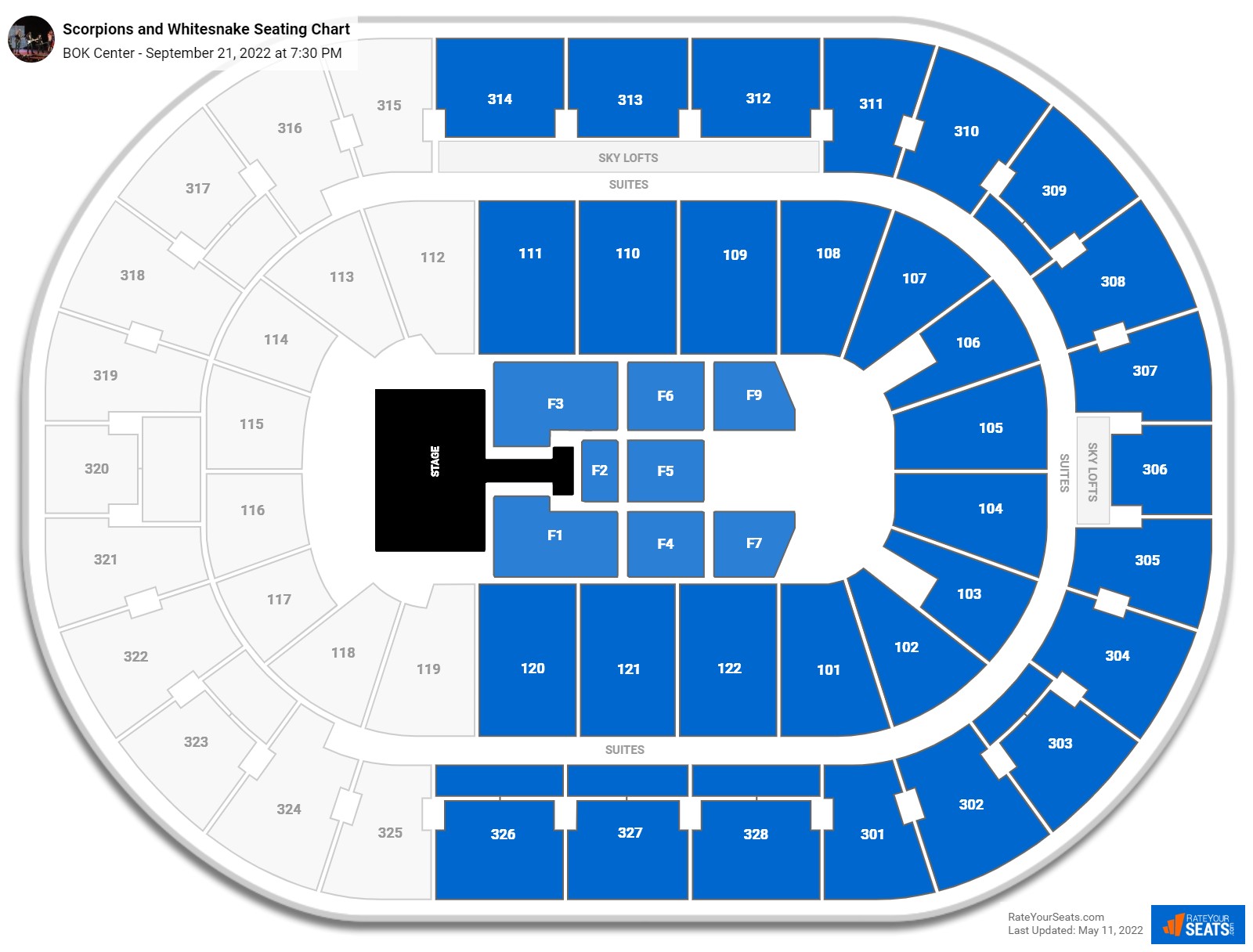 Scorpions and Whitesnake seating chart BOK Center