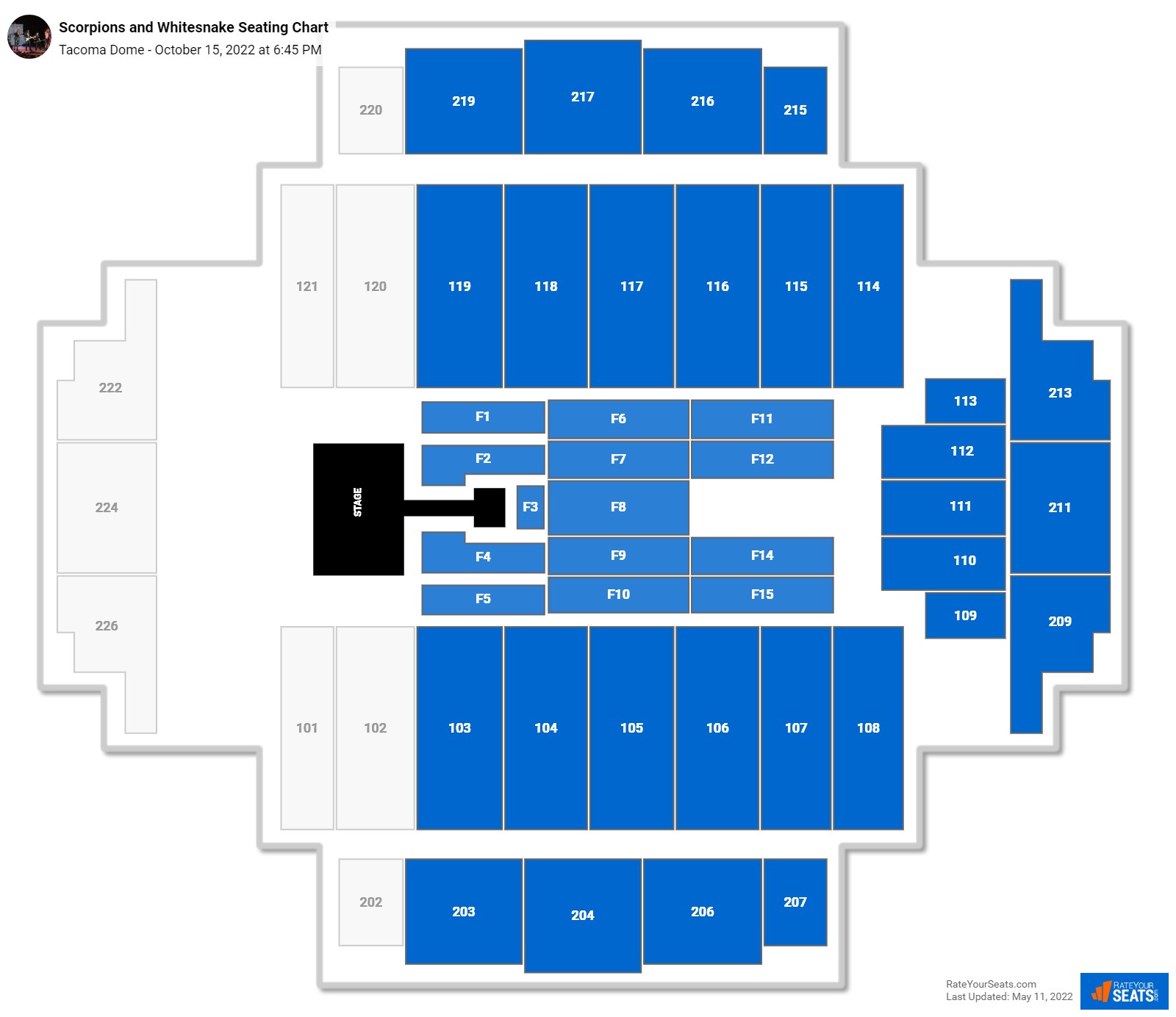 Scorpions and Whitesnake seating chart Tacoma Dome