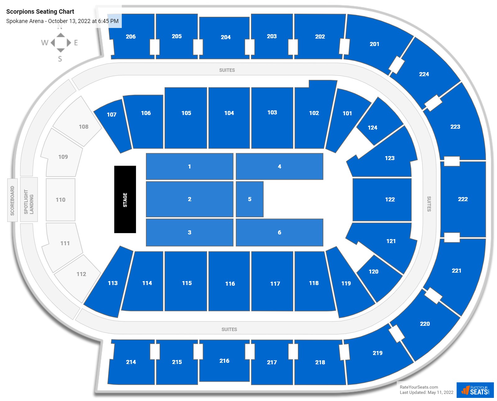 Scorpions and Whitesnake seating chart Spokane Arena