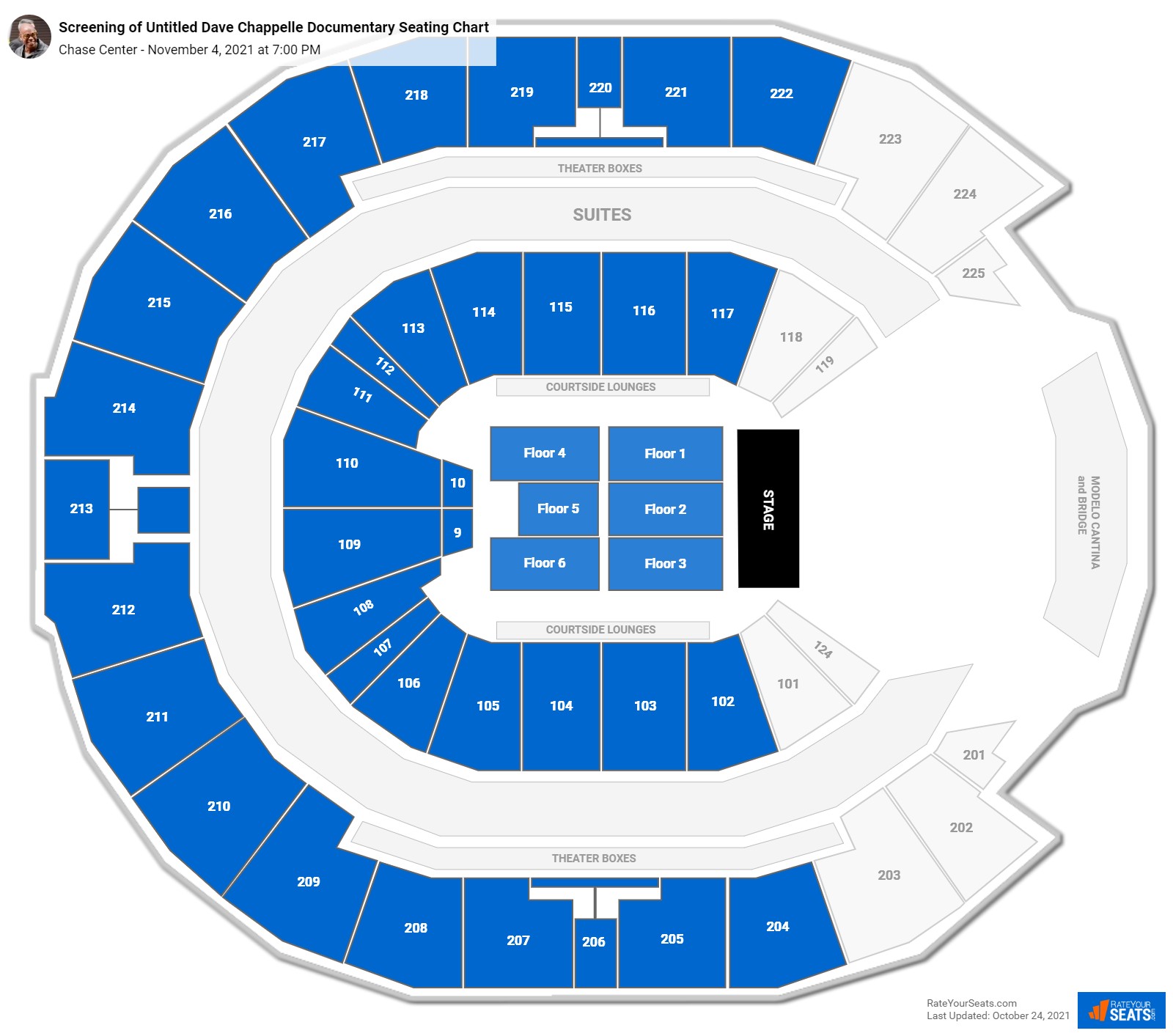 Screening of Untitled Dave Chappelle Documentary seating chart Chase Center