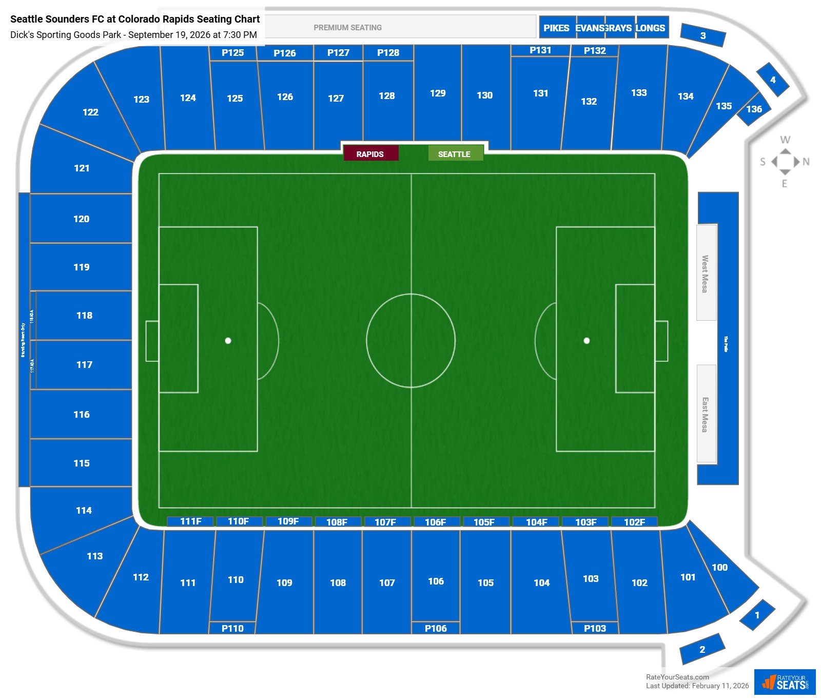 Seattle Sounders FC at Colorado Rapids seating chart Dick