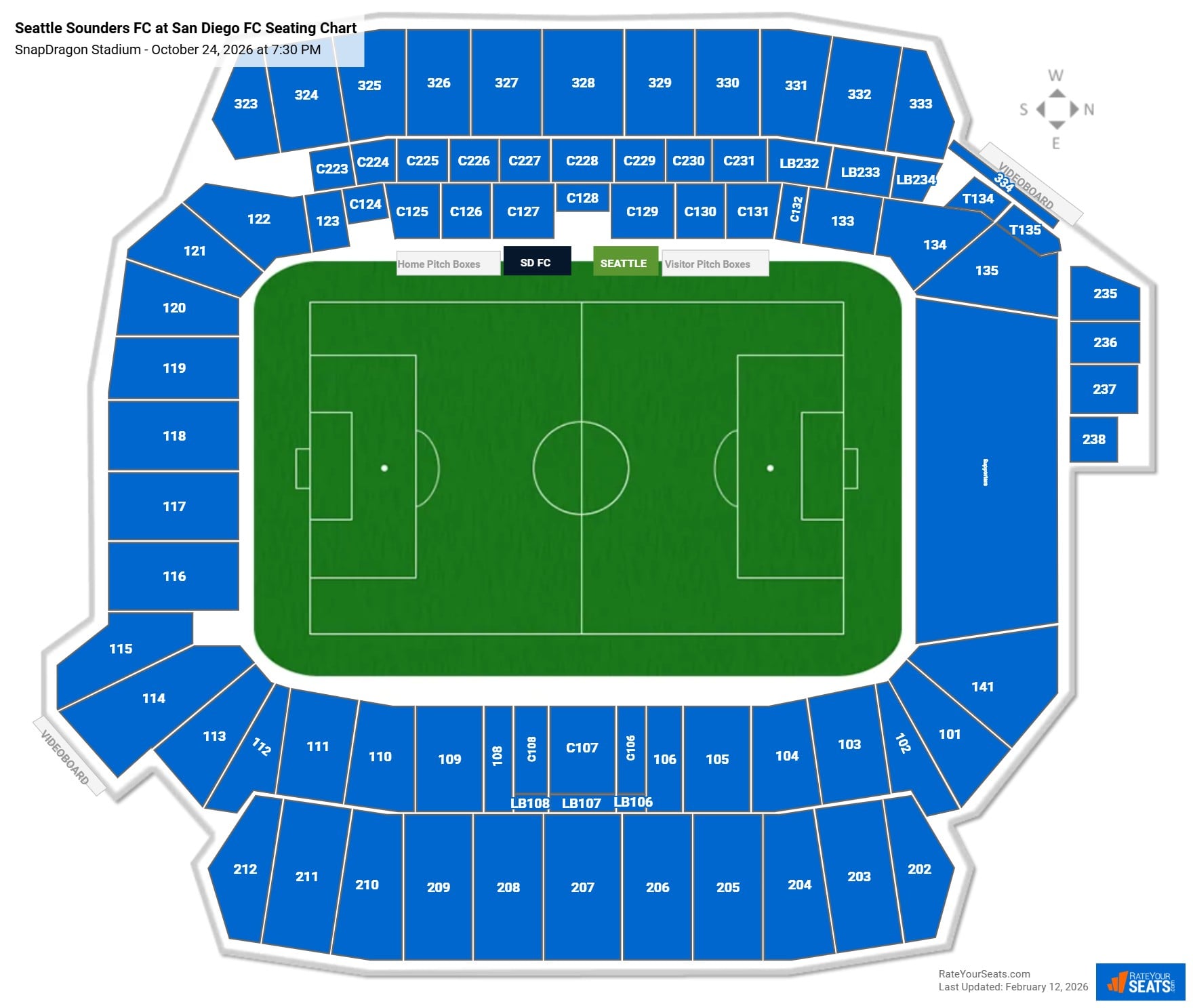 Seattle Sounders FC at San Diego FC seating chart SnapDragon Stadium