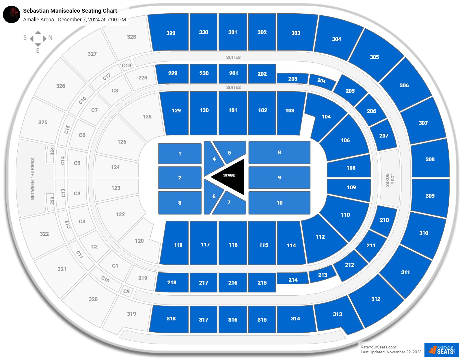 Sebastian Maniscalco seating chart Amalie Arena