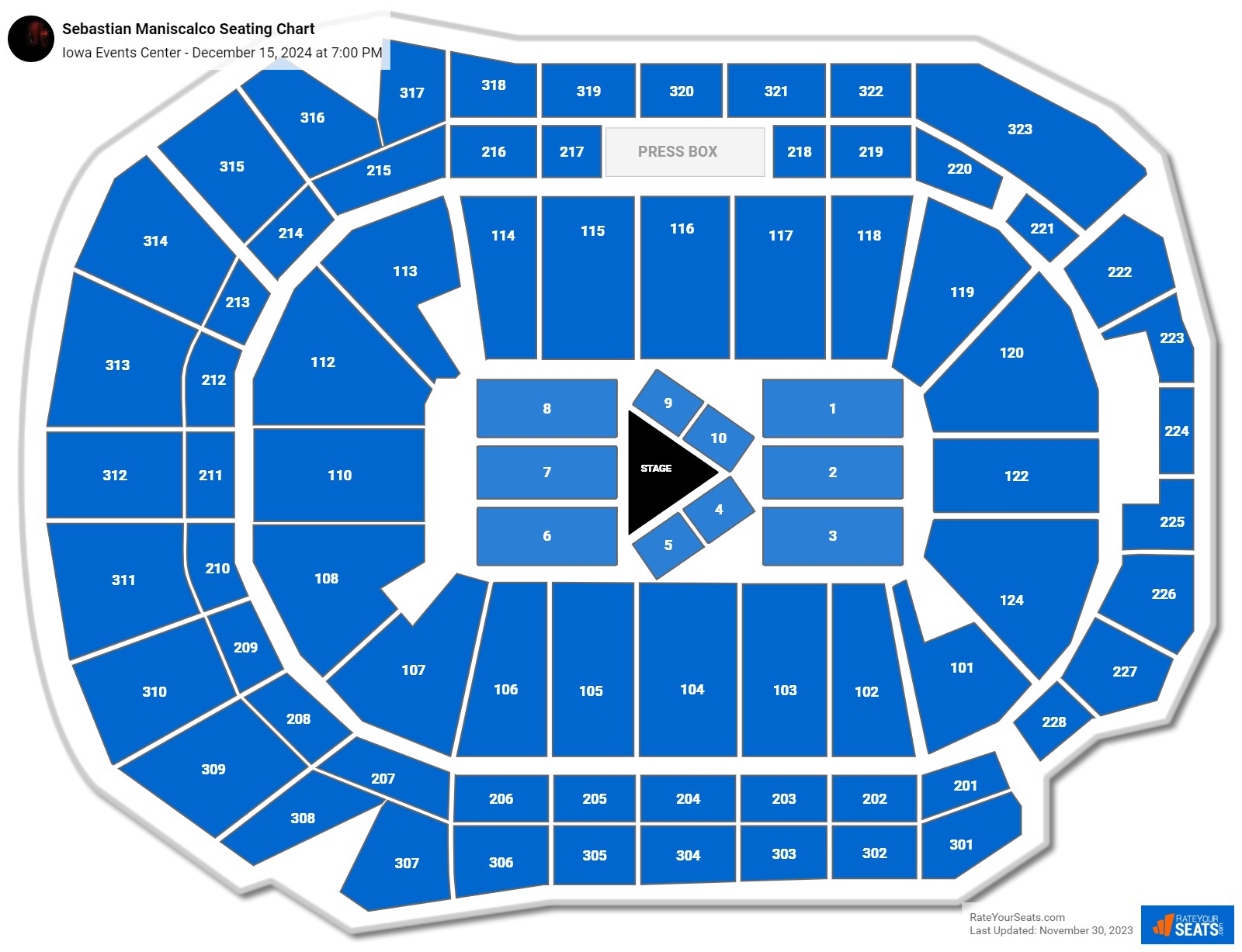 Sebastian Maniscalco seating chart Iowa Events Center