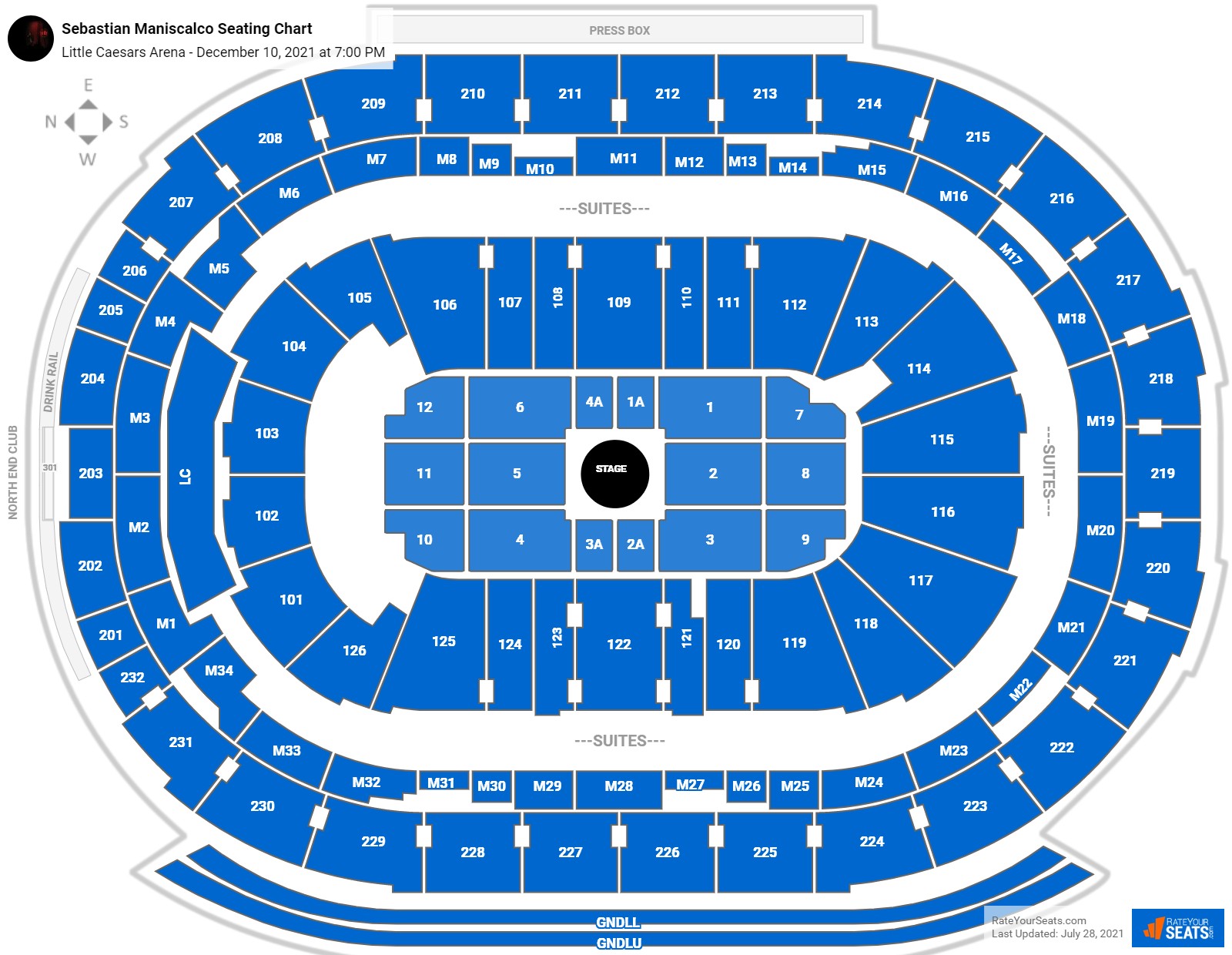 Sebastian Maniscalco seating chart Little Caesars Arena