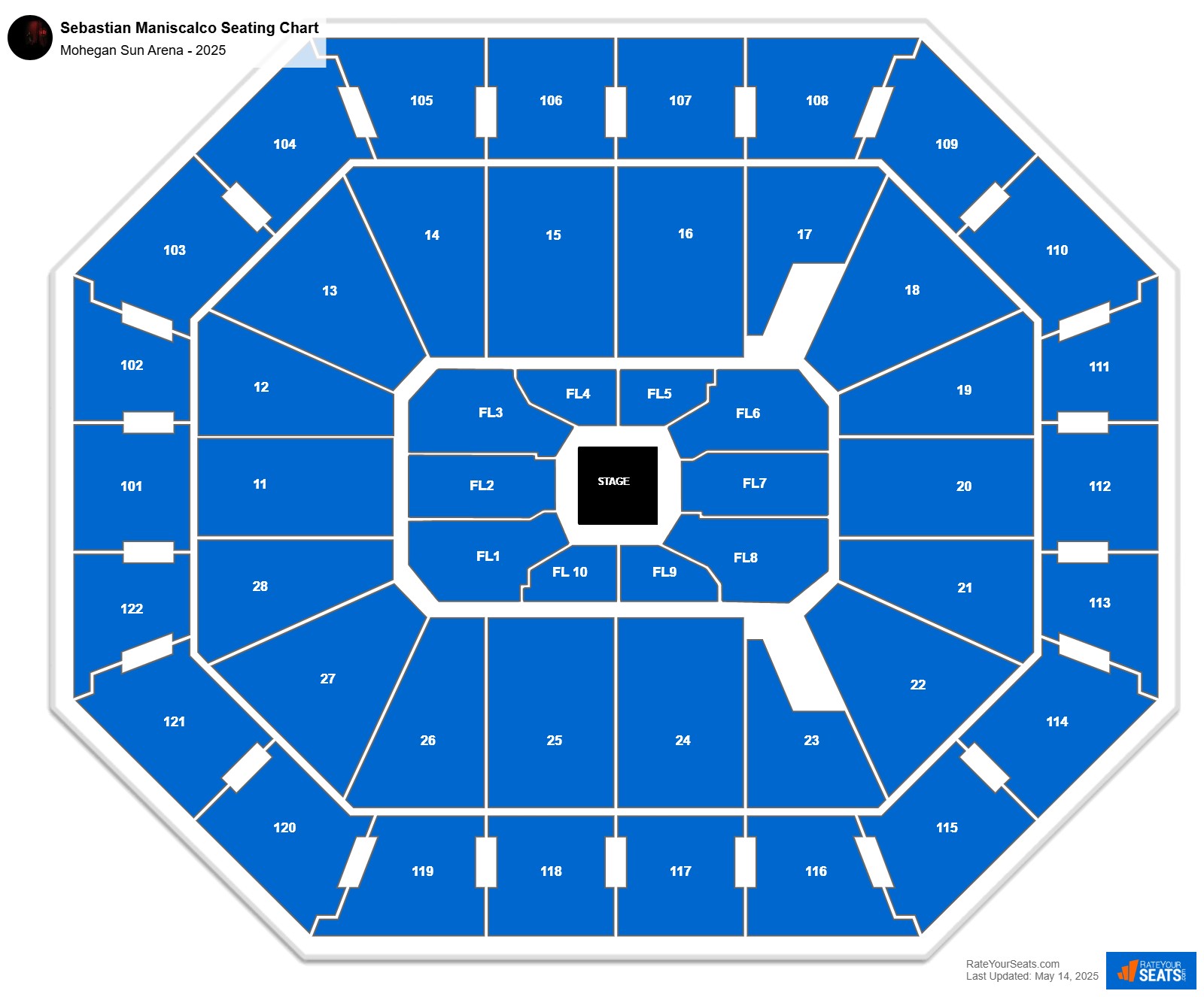 Sebastian Maniscalco seating chart Mohegan Sun Arena