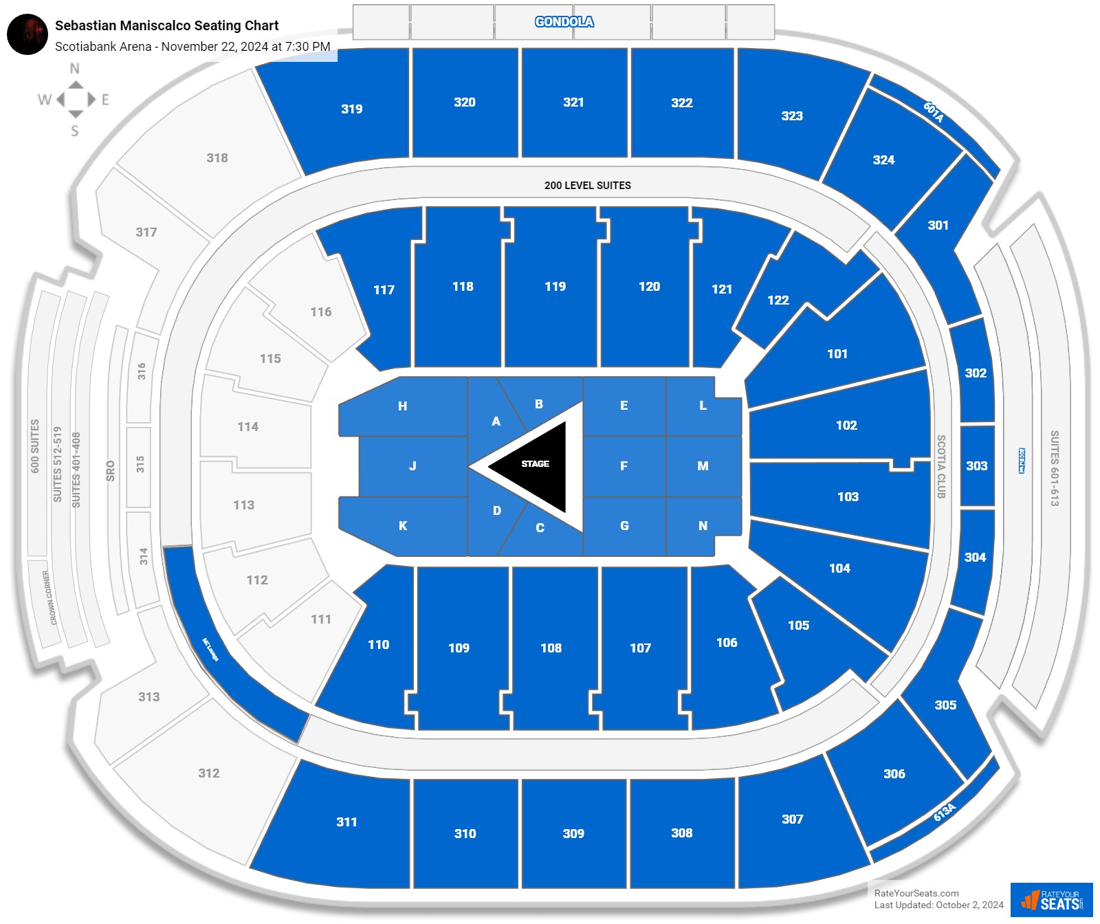 Sebastian Maniscalco seating chart Scotiabank Arena