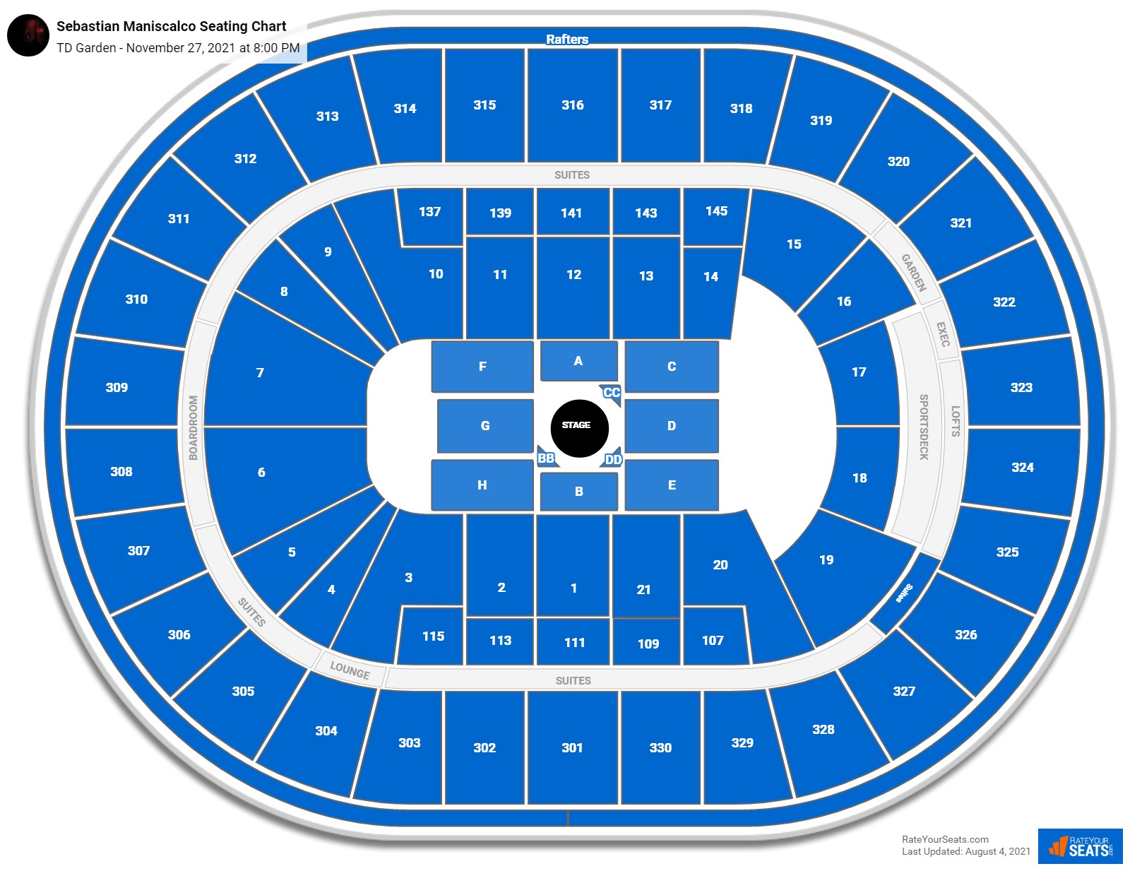 Sebastian Maniscalco seating chart TD Garden