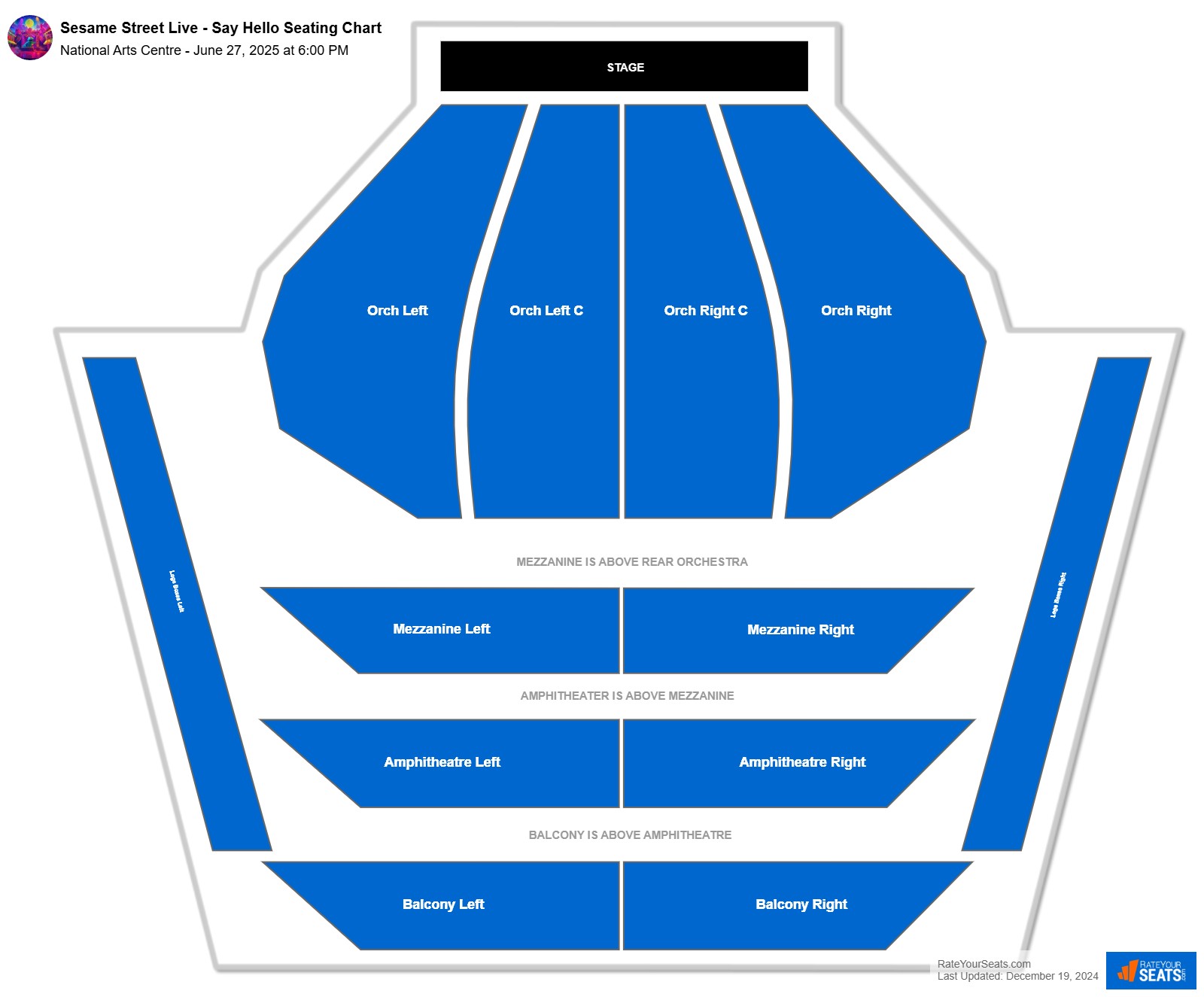 Sesame Street Live - Say Hello seating chart National Arts Centre