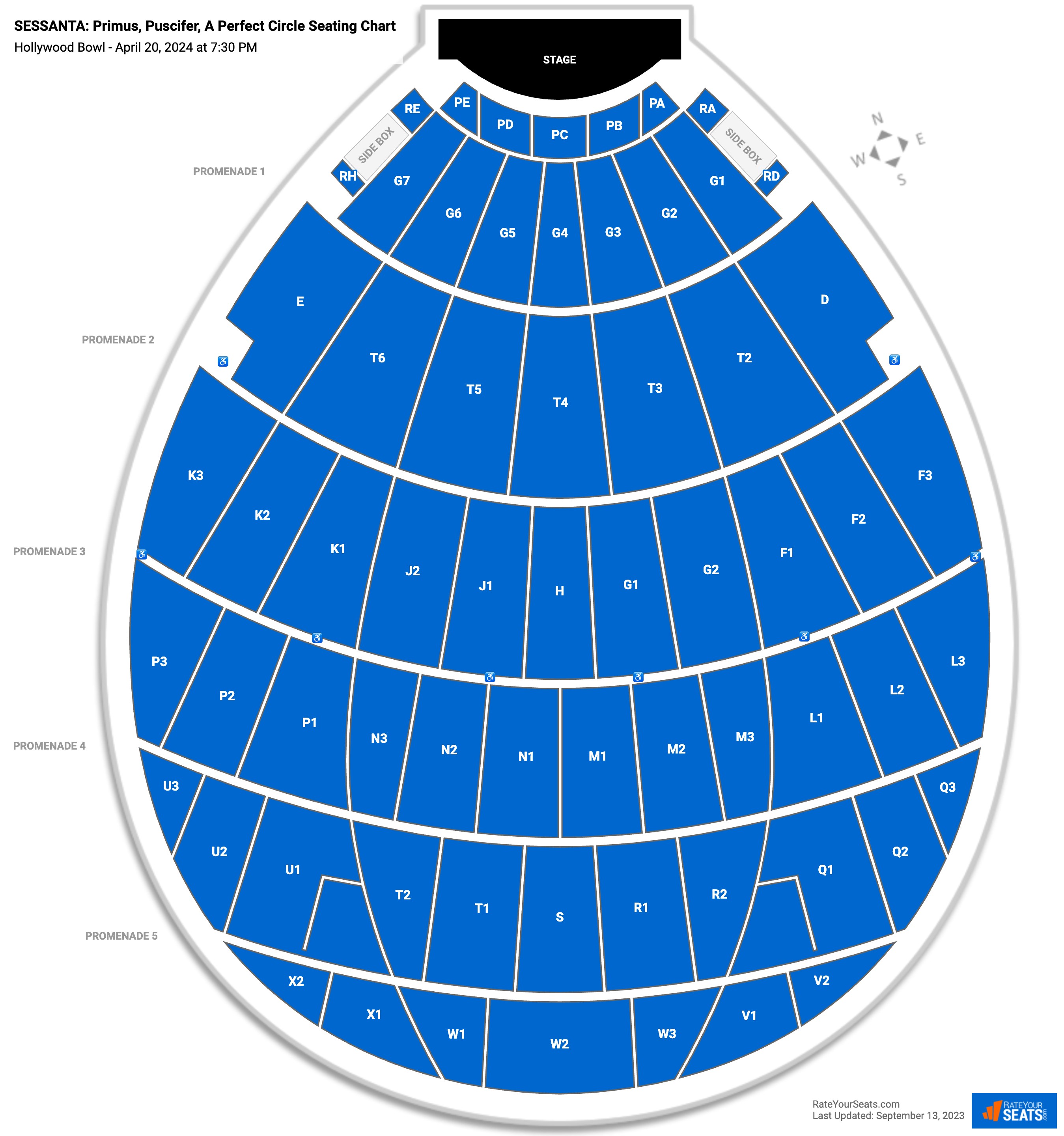 SESSANTA: Primus, Puscifer, A Perfect Circle seating chart Hollywood Bowl