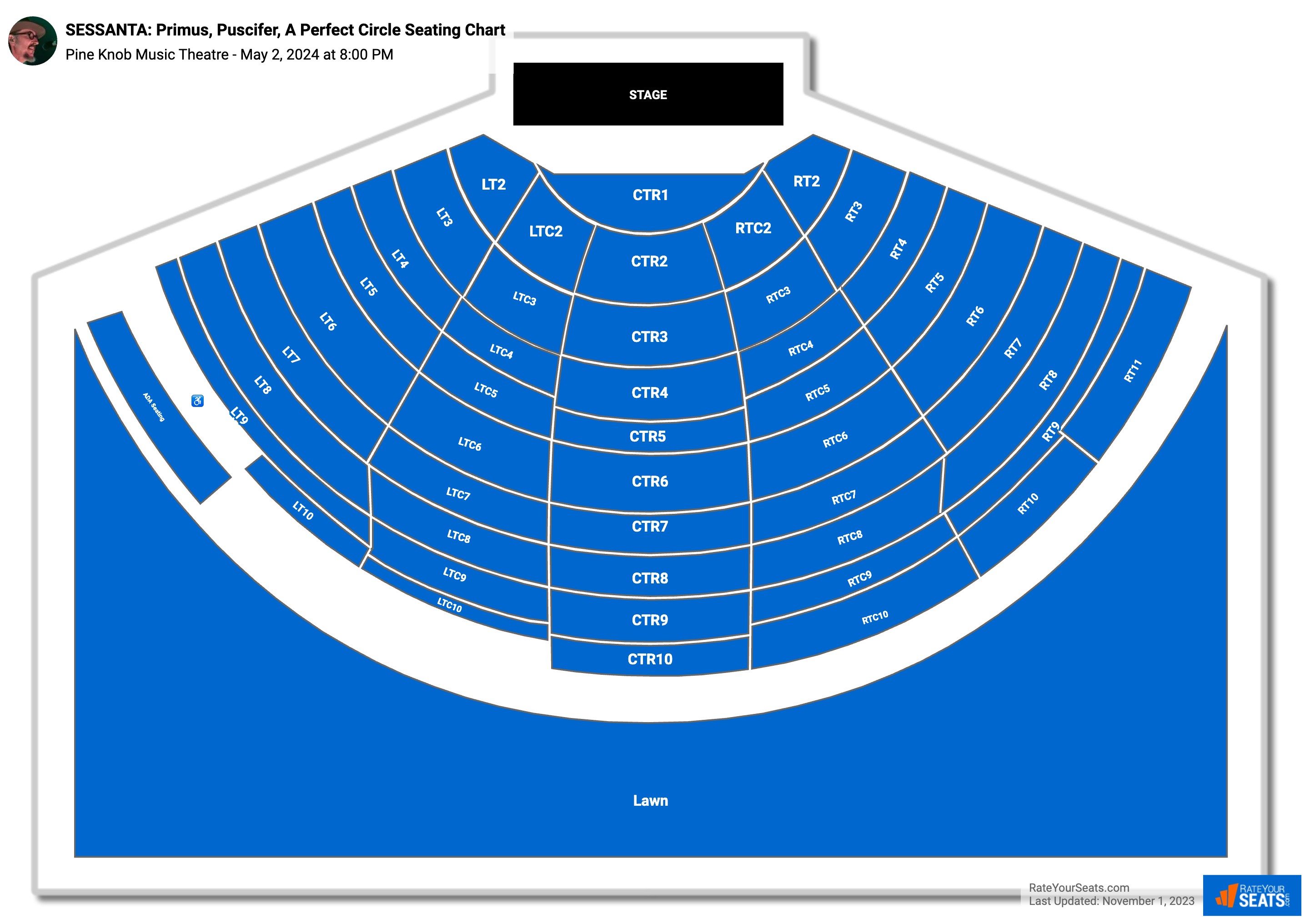 SESSANTA: Primus, Puscifer, A Perfect Circle seating chart Pine Knob Music Theatre