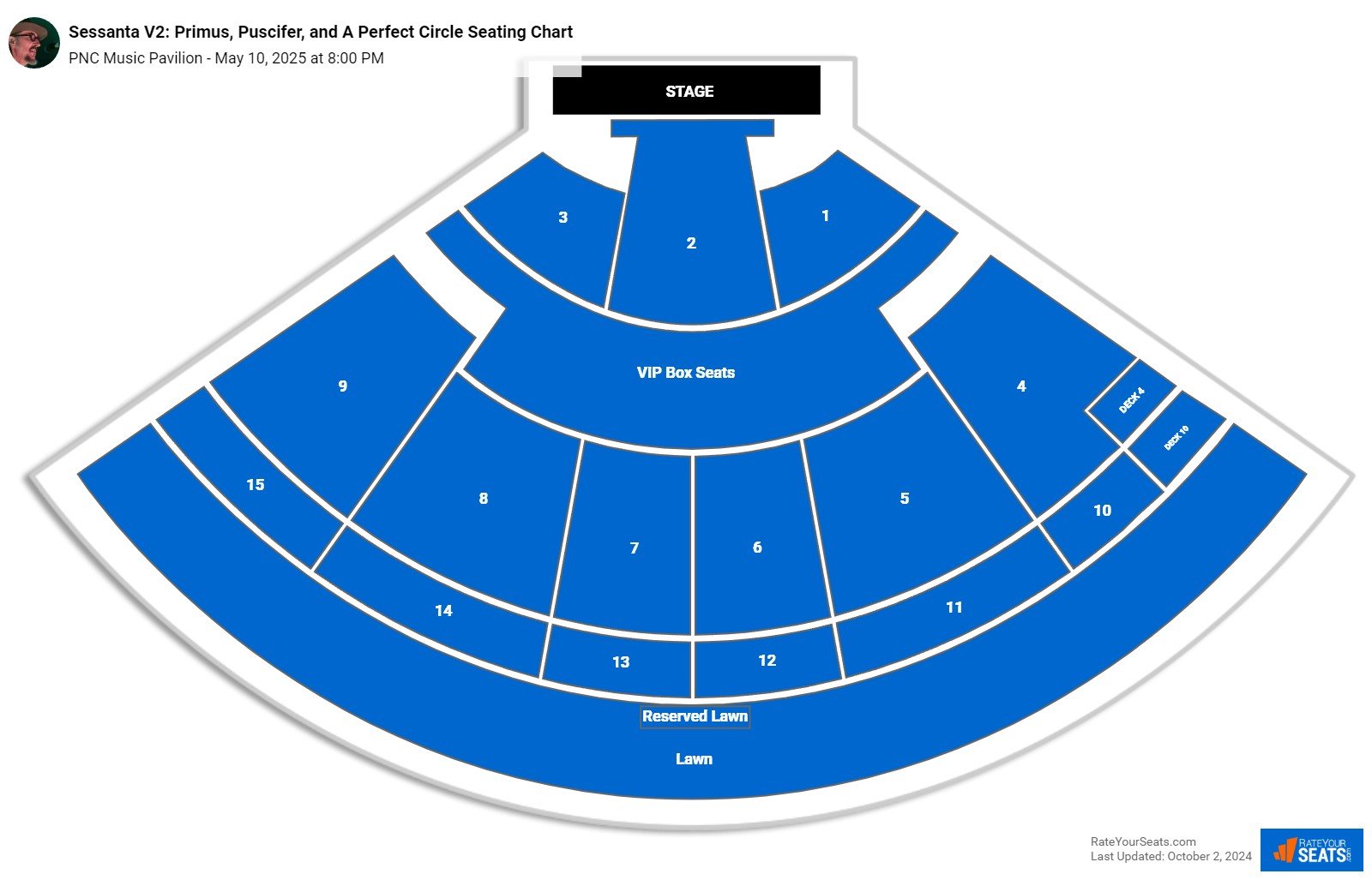 Sessanta V2: Primus, Puscifer, and A Perfect Circle seating chart PNC Music Pavilion