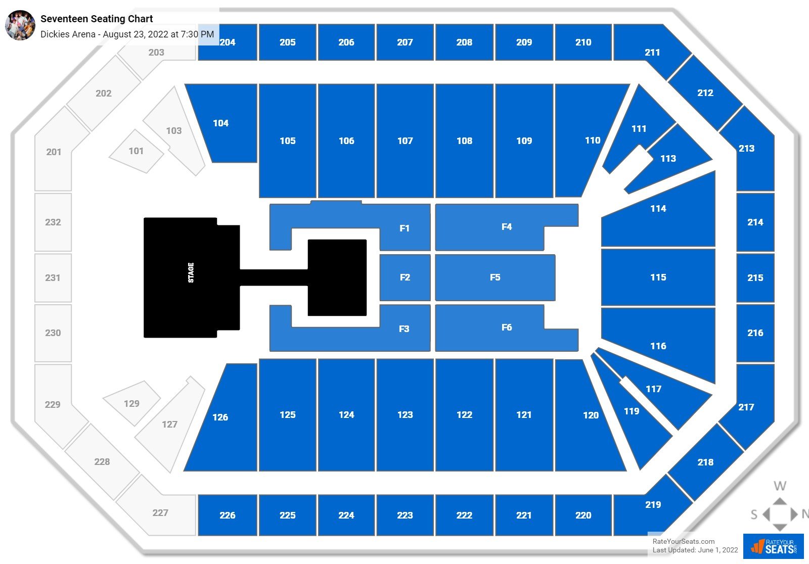 Seventeen seating chart Dickies Arena