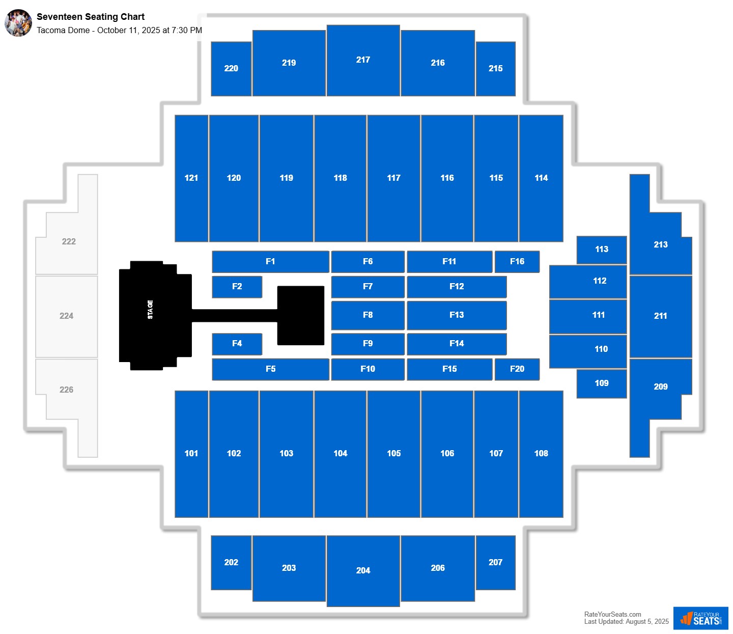 Seventeen seating chart Tacoma Dome