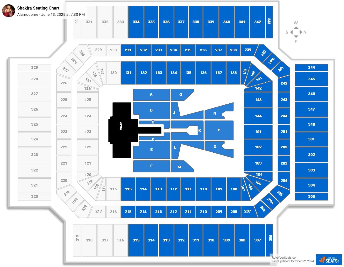 Shakira seating chart Alamodome
