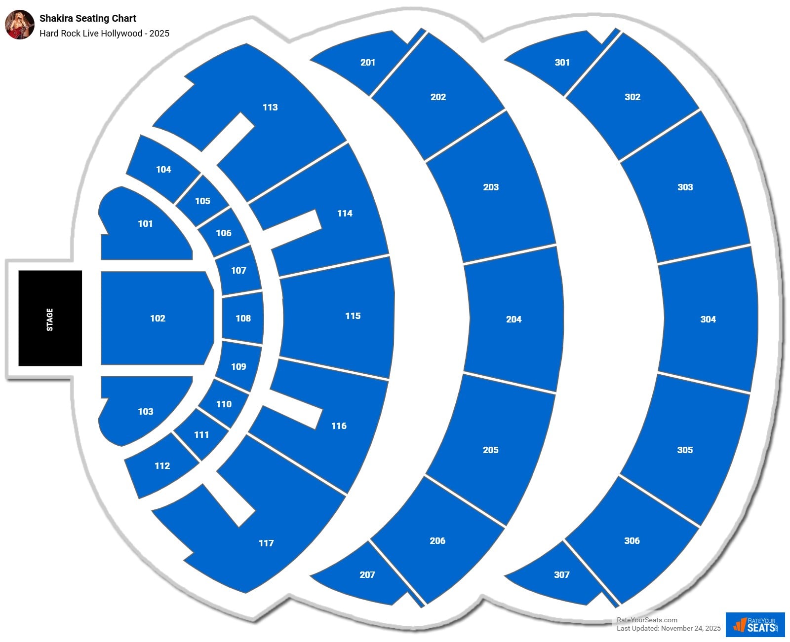Shakira seating chart Hard Rock Live Hollywood