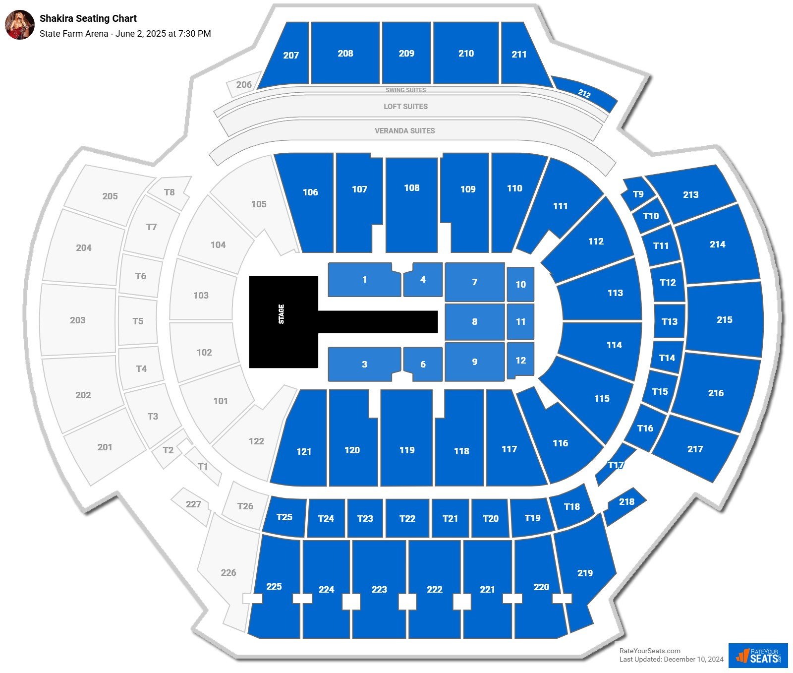 Shakira seating chart State Farm Arena