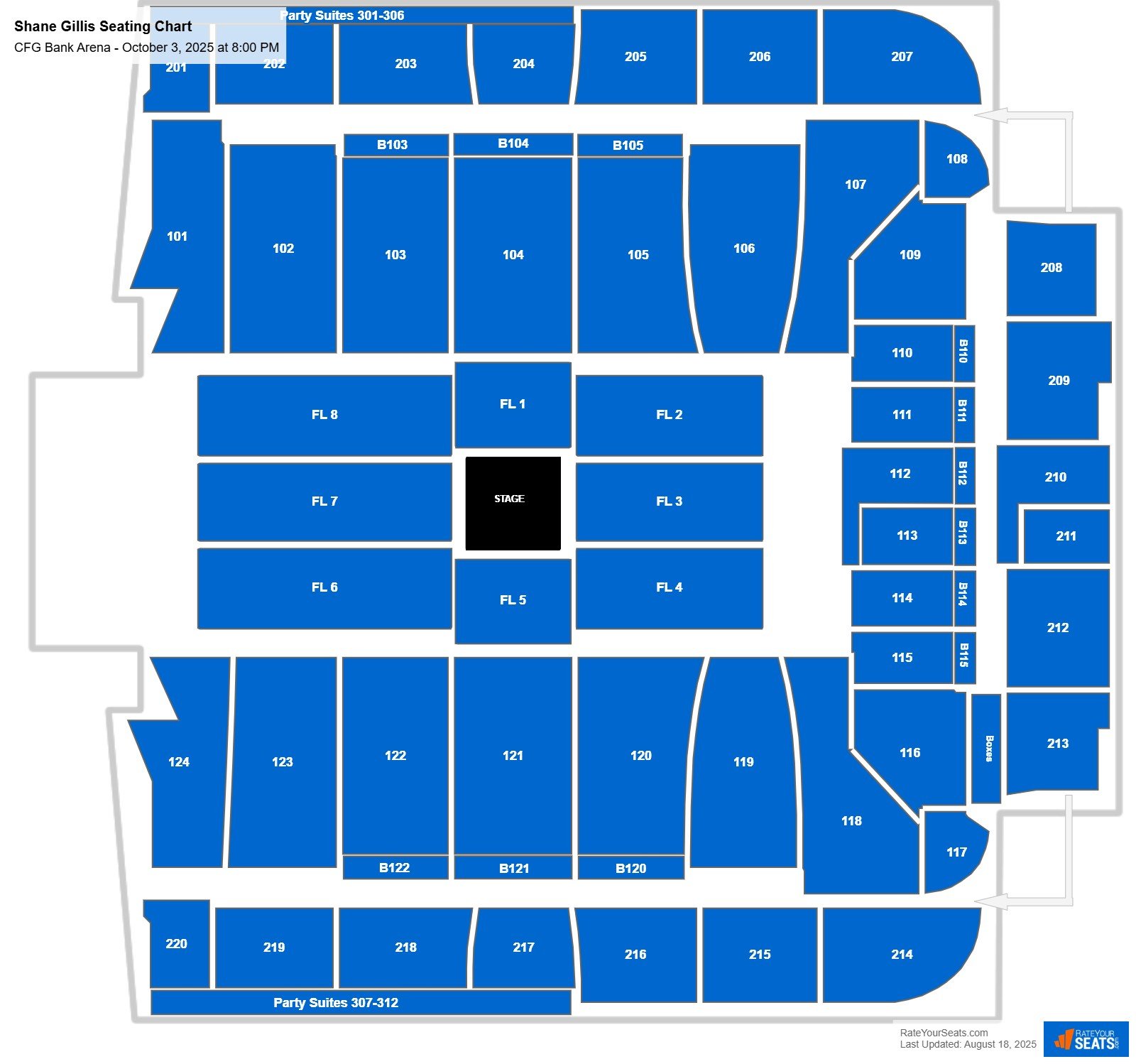 Shane Gillis seating chart CFG Bank Arena