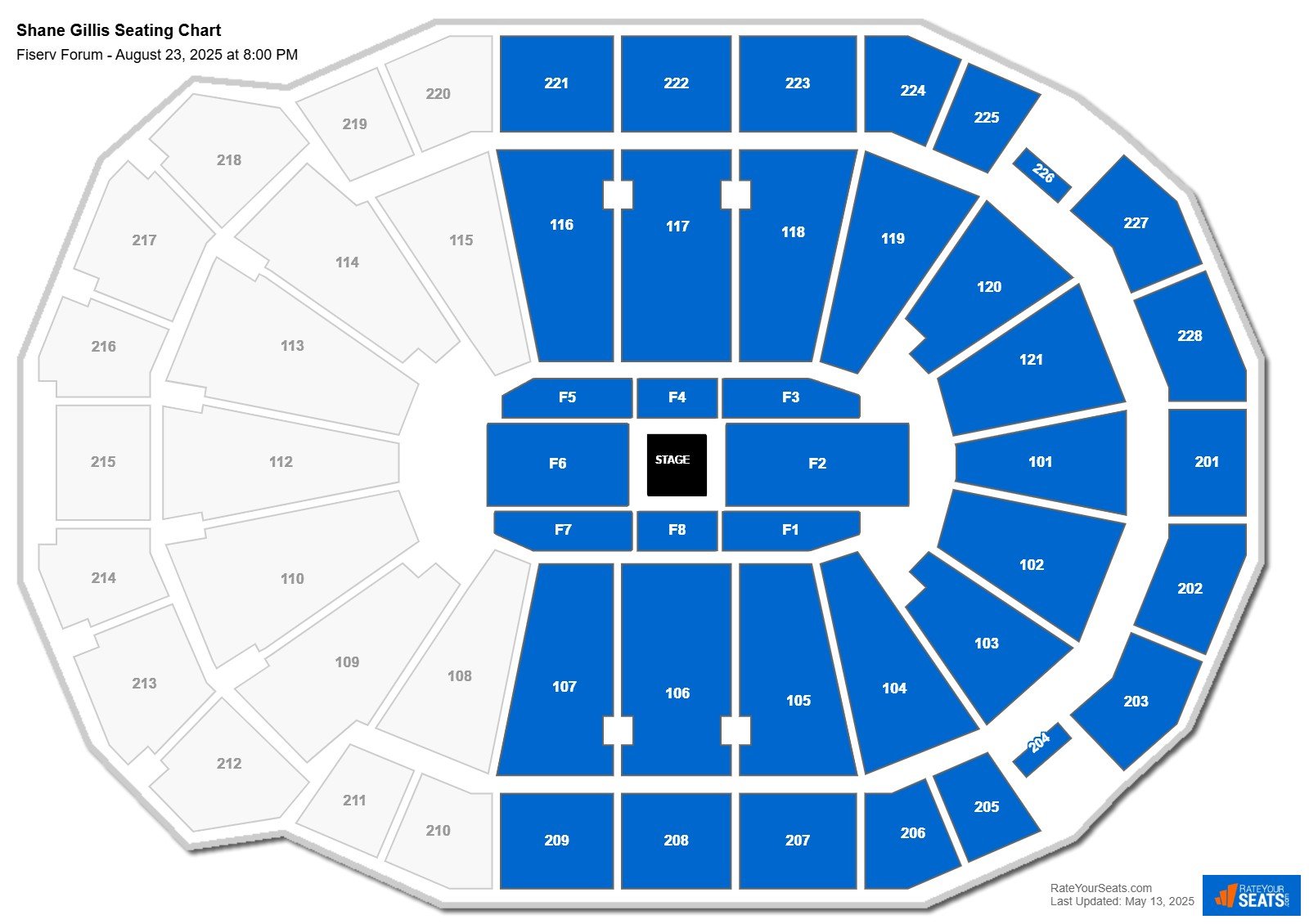 Shane Gillis seating chart Fiserv Forum