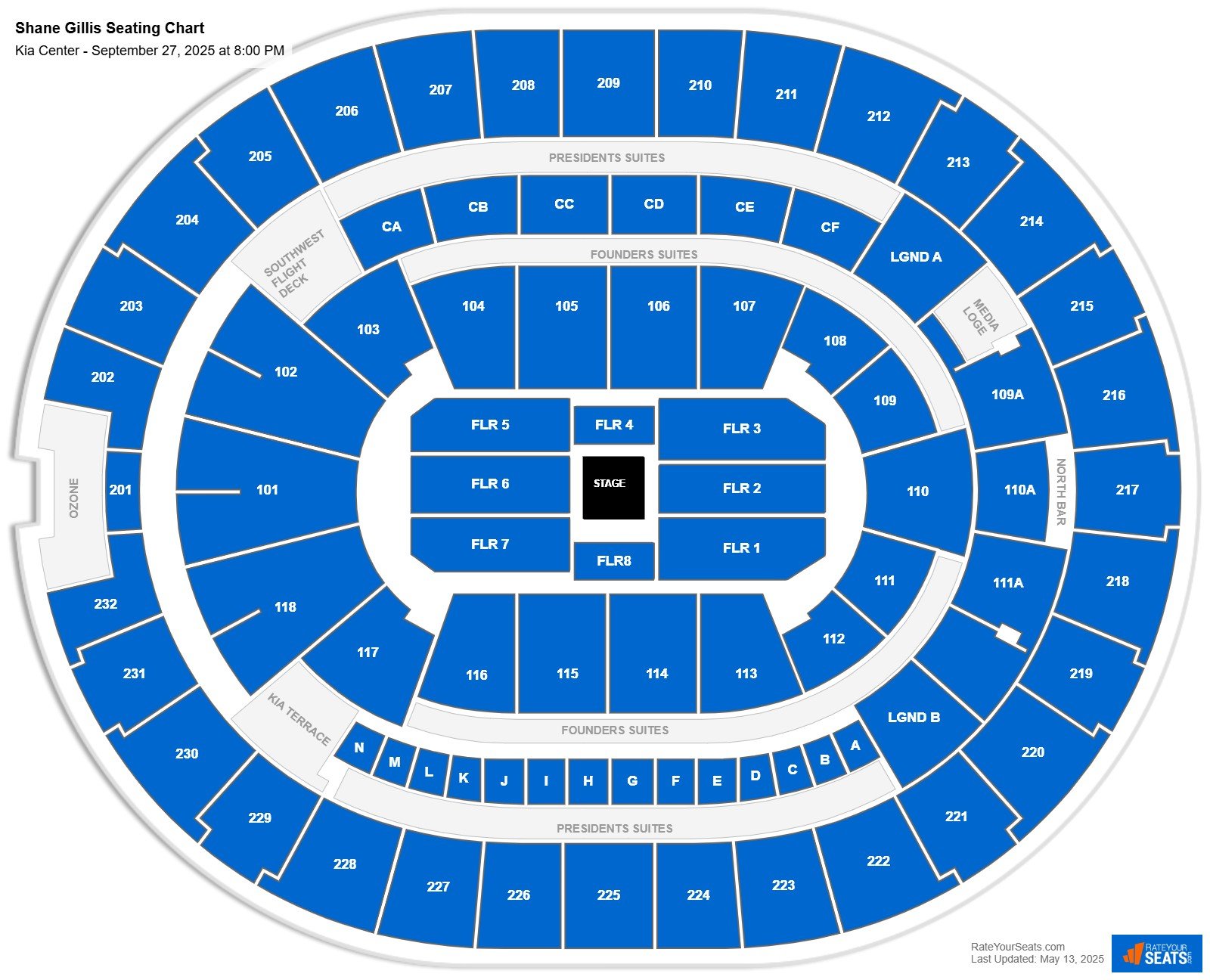 Shane Gillis seating chart Kia Center