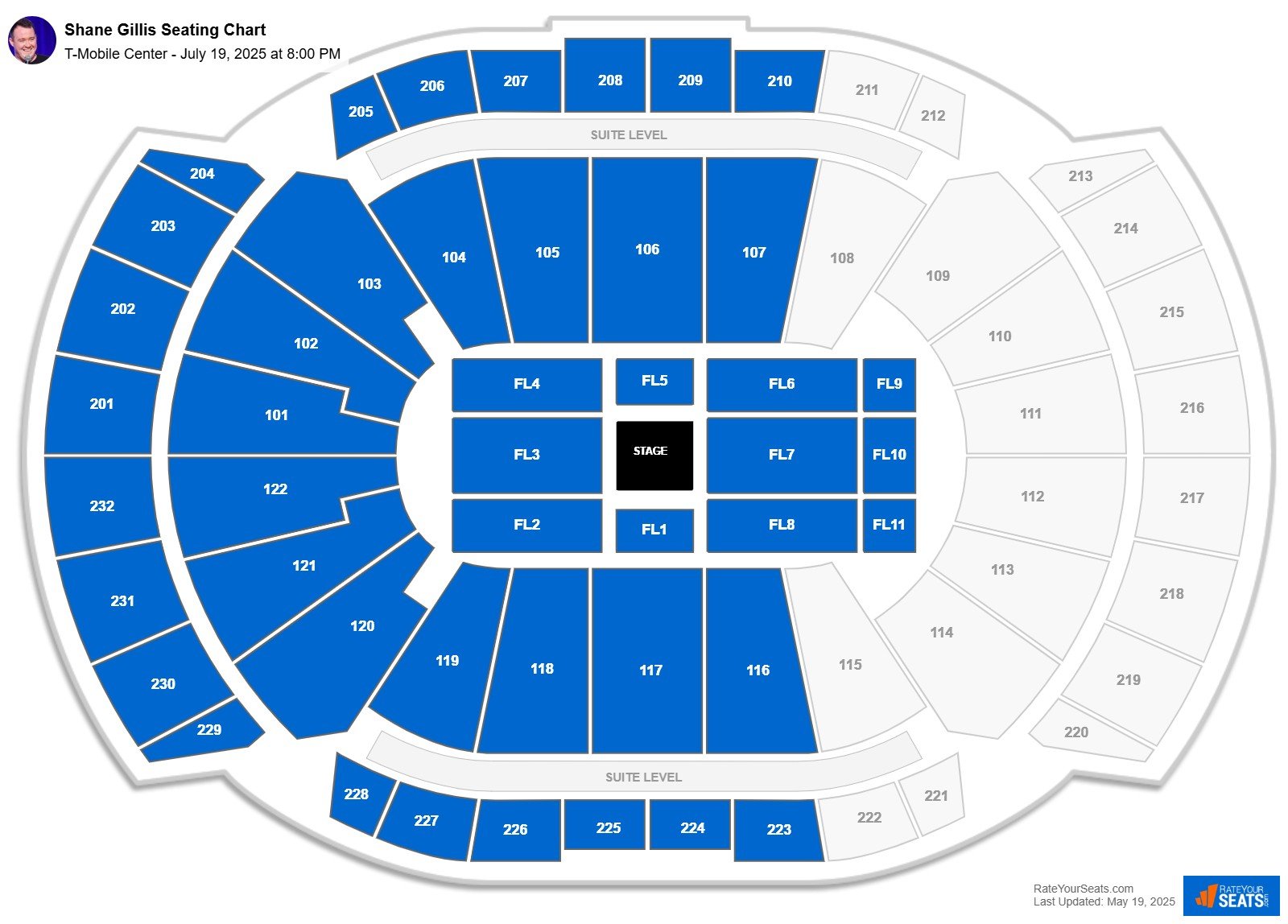 Shane Gillis seating chart T-Mobile Center