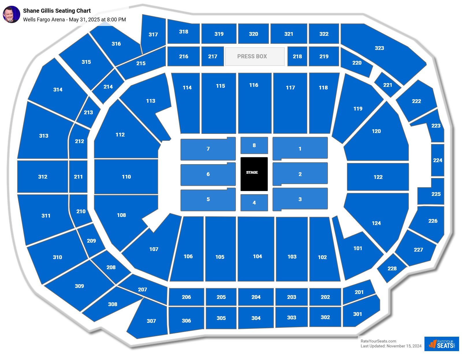 Shane Gillis seating chart Wells Fargo Arena